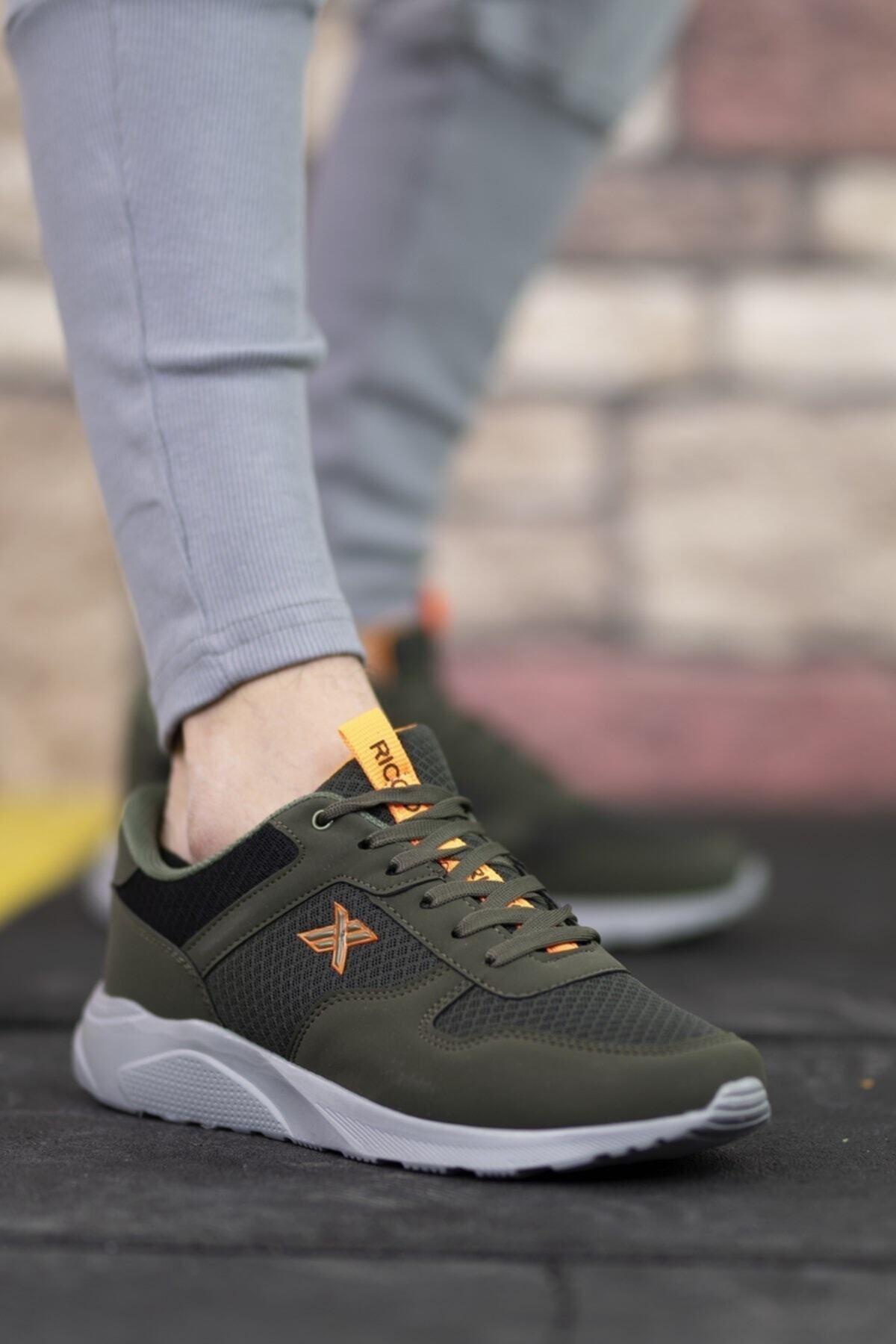 Riccon Super Lekkie Khaki Pomarańczowe Unisex Buty Sportowe00124039 Kobieta - 36