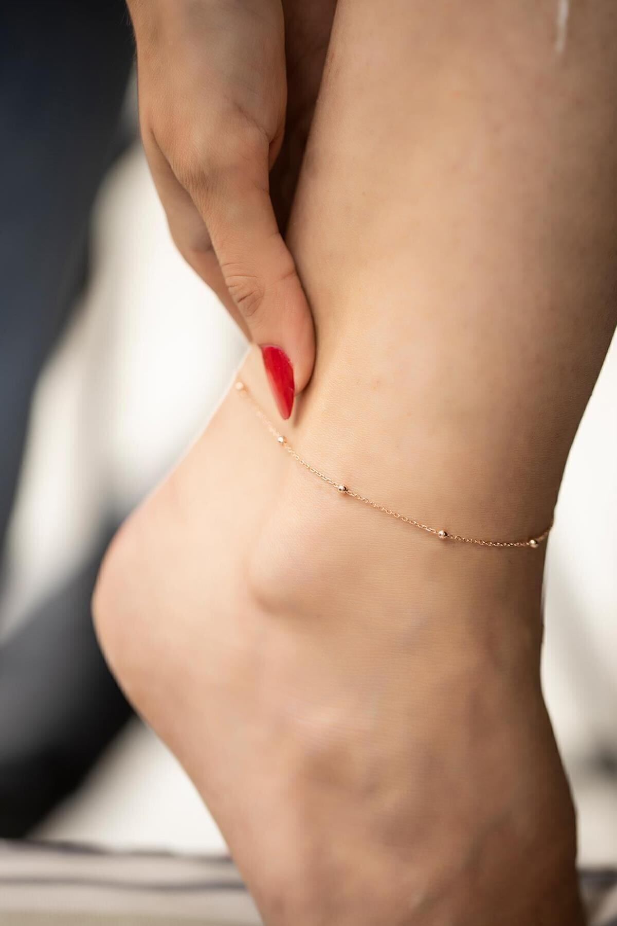 Marbling Kadın Toplu Zincir Model Gold Kaplama Halhal Ebr5001