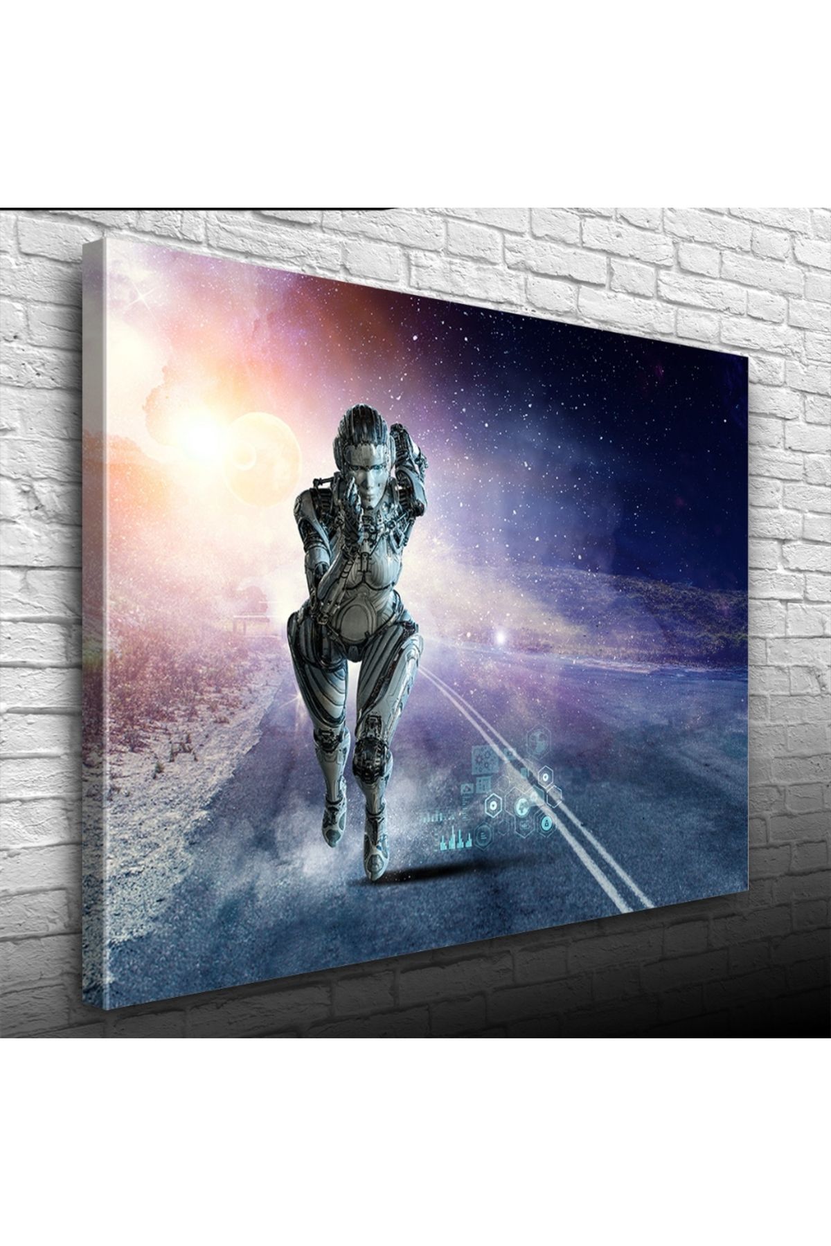 pazarella Futuristik , İnsansı Robot , Mavi Tonlar Kanvas Tablo 50 x 70