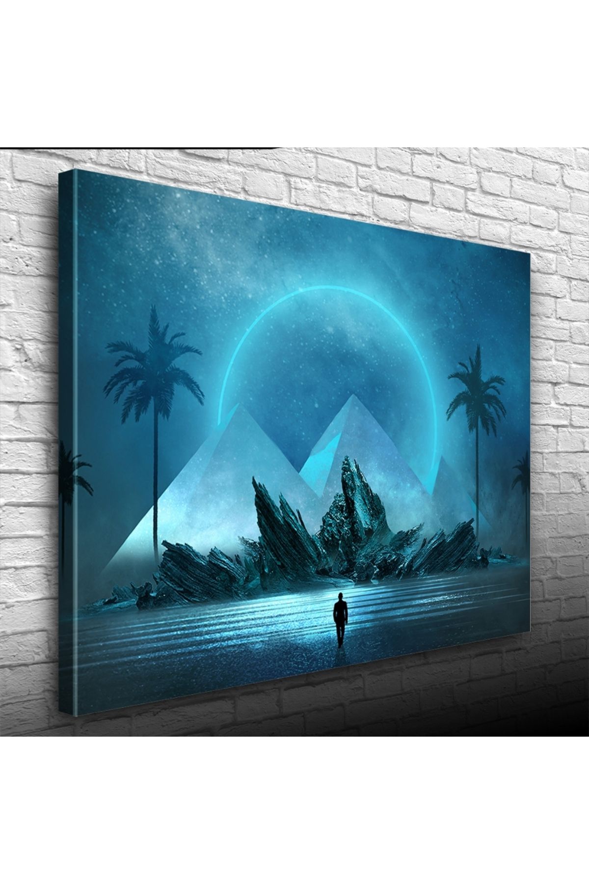 pazarella Geleceğin Gece Betimlenmesi , Mavi Tonlarda Kanvas Tablo 50 x 70