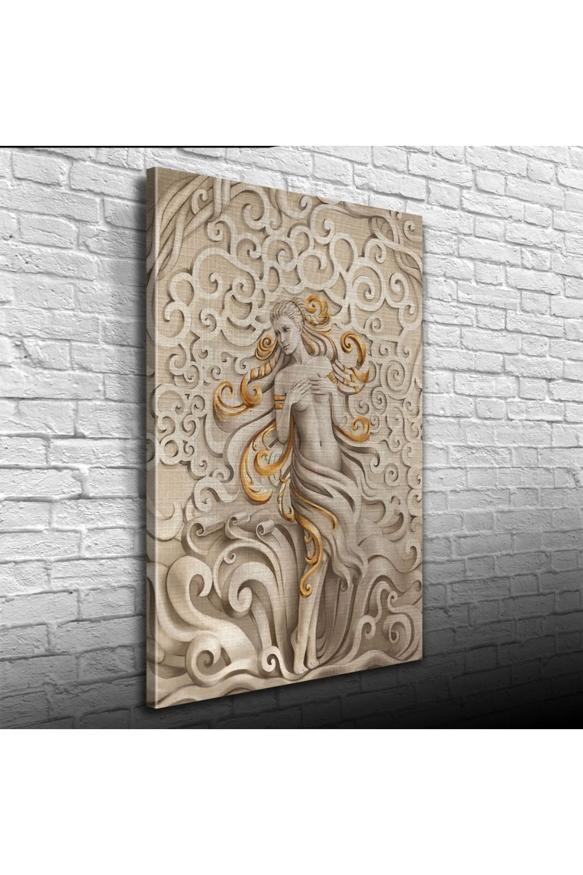 pazarella Venüs , Gri ve Altın Rengi Dekoratif Kanvas Tablo 50 x 70