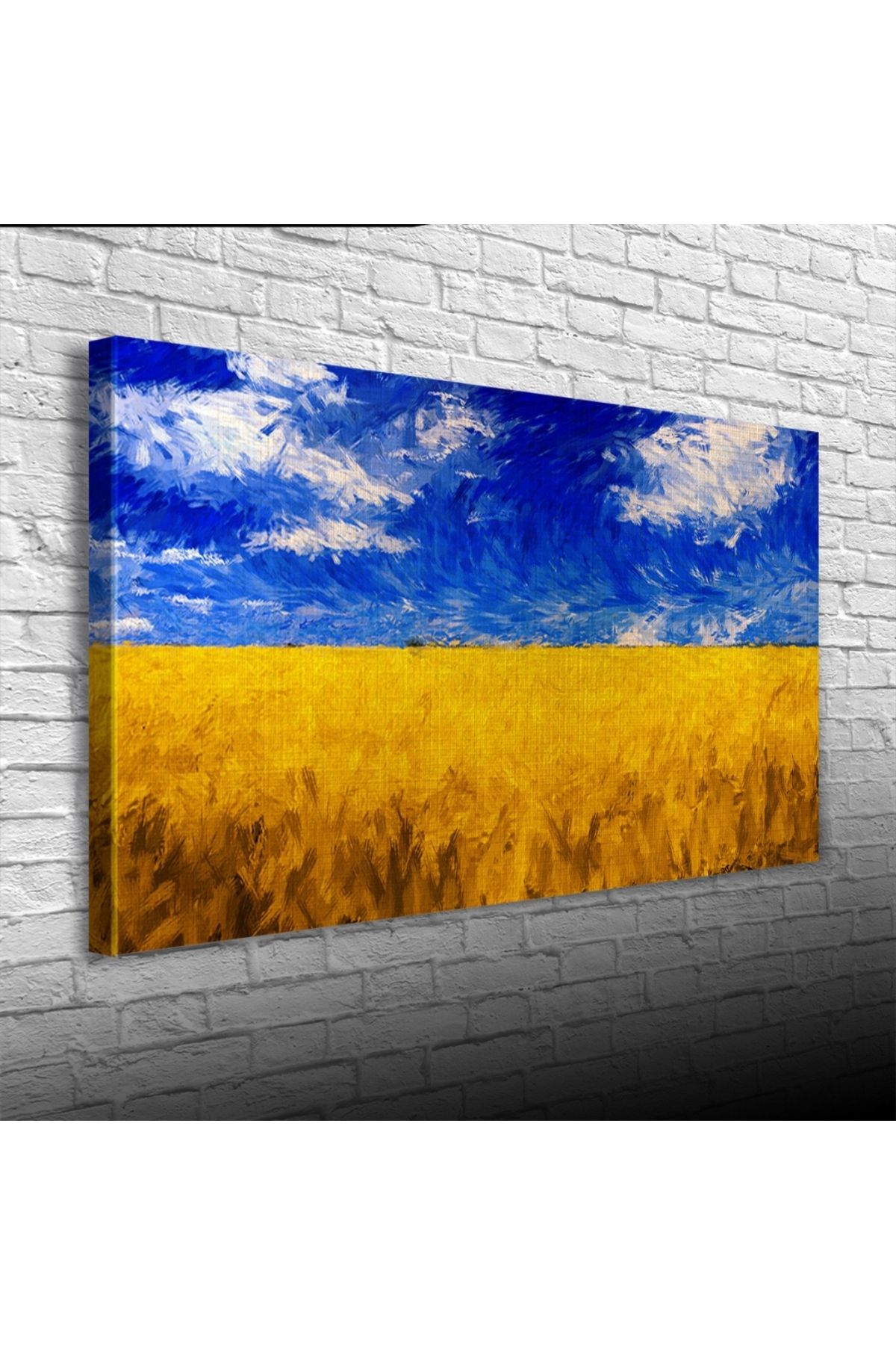 pazarella Buğday Tarlası ve Mavi Gökyüzü Kanvas Tablo 60 x 120