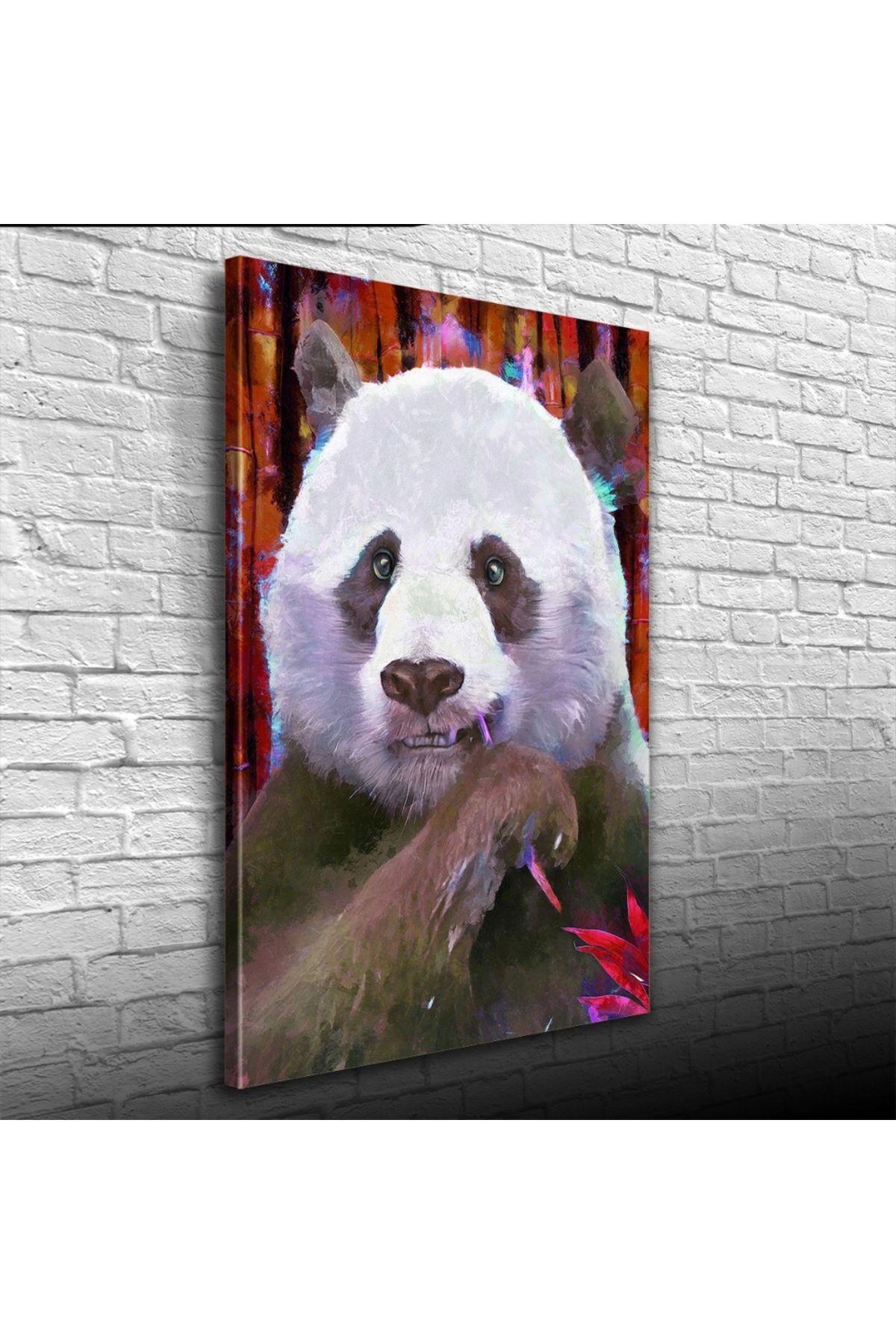 pazarella Suluboya Tekniğinde Panda Görseli Kanvas Tablo 50 x 70