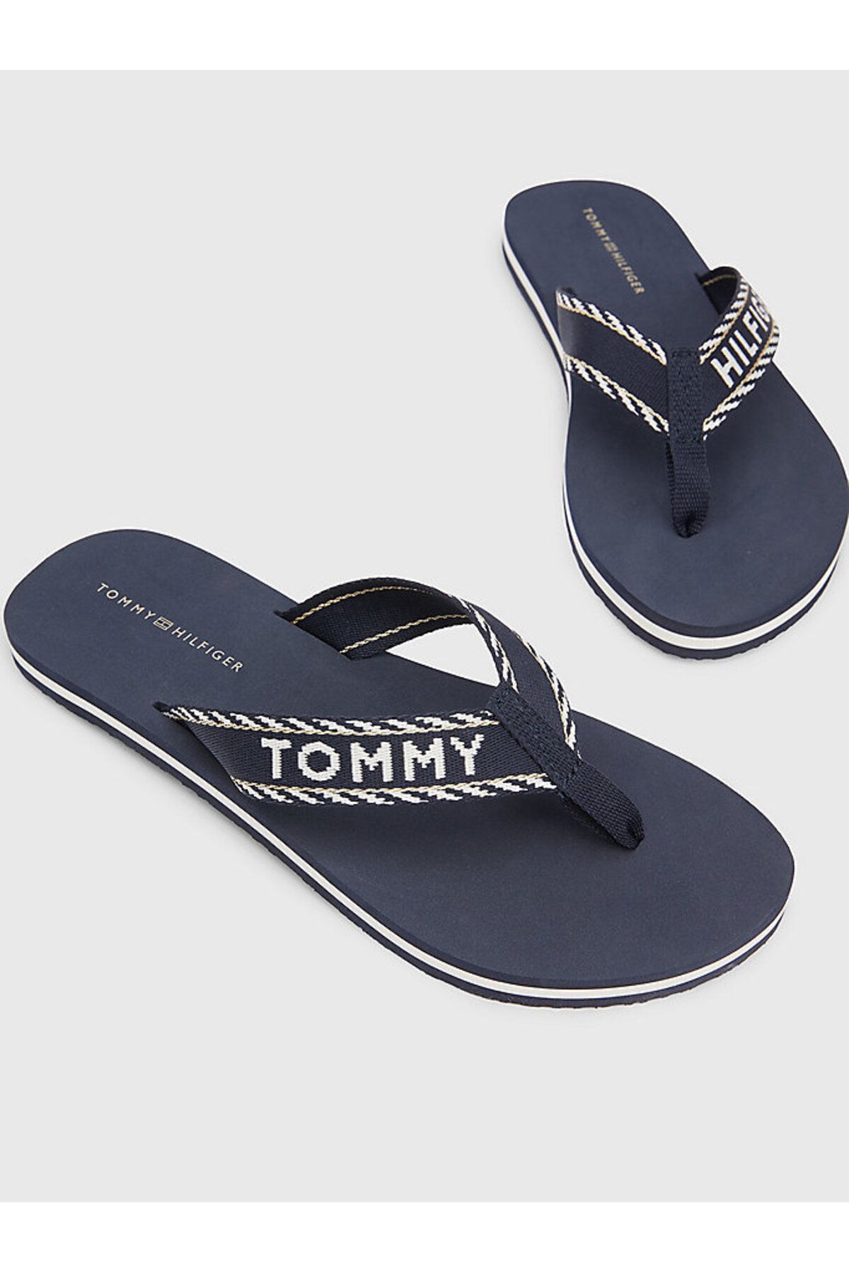 دمپایی آبی زنانه لغزنده اورجینال Tommy Hilfiger
