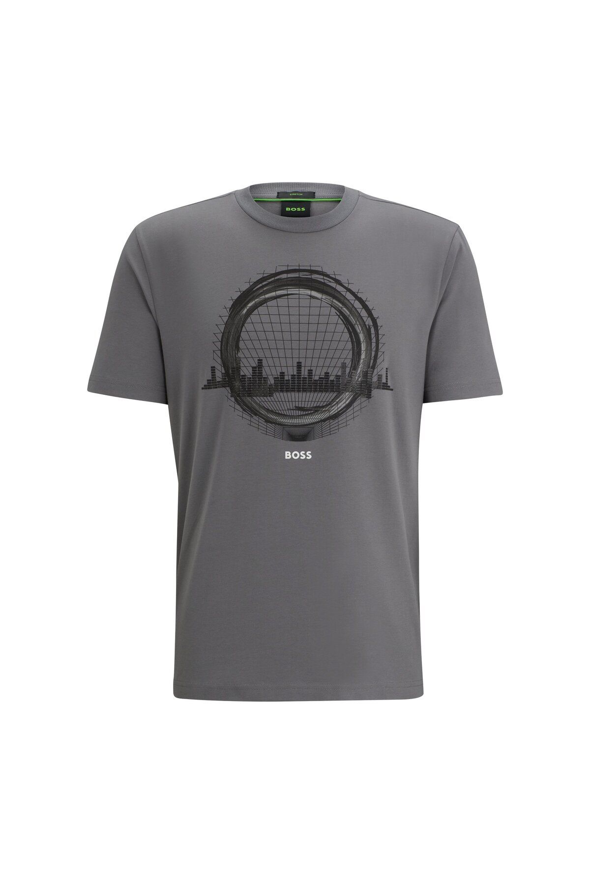 تی شرت خاکستری مردانه پنبه انعطاف پذیر الگوی فصلی برش طبیعی t shirt BOSS