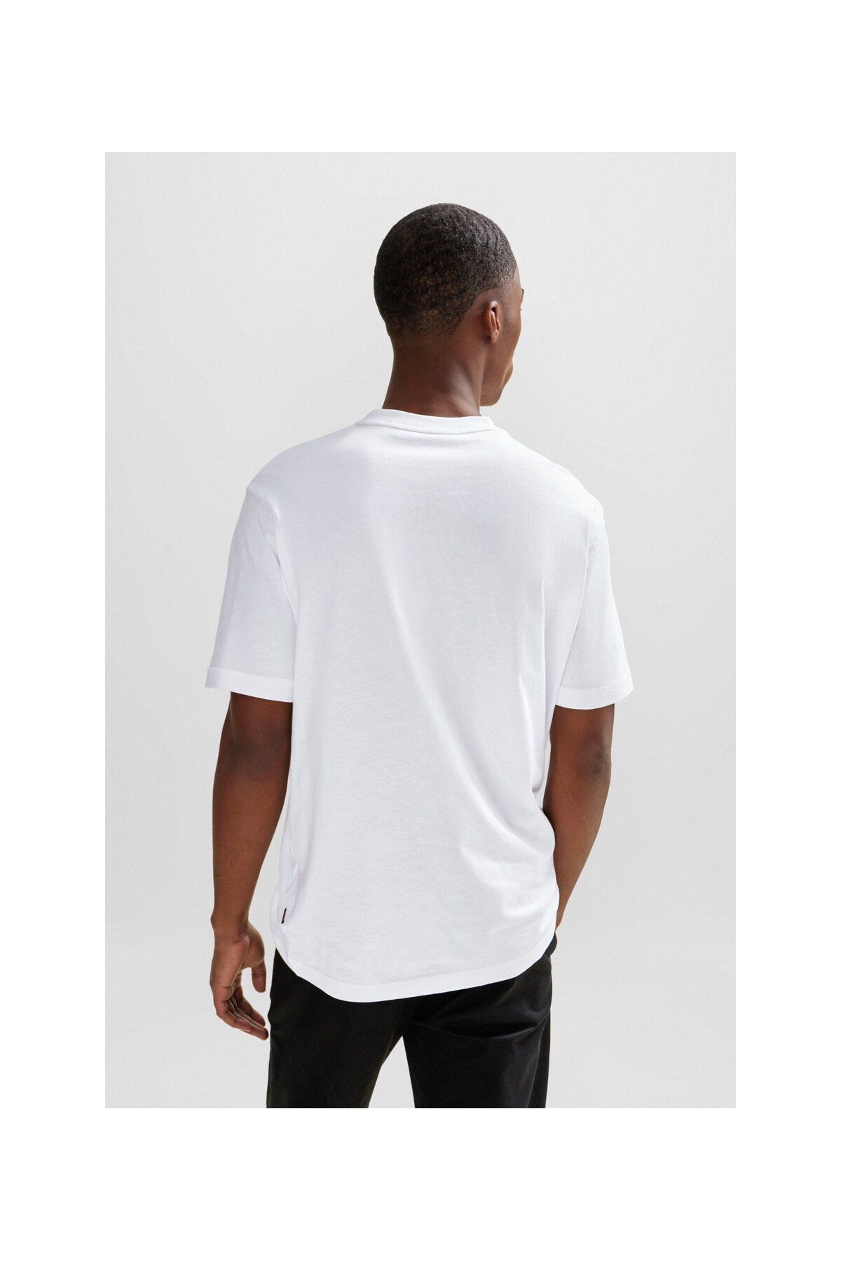 تی شرت سفید مردانه پنبه الگوی فصلی T Shirt BOSS