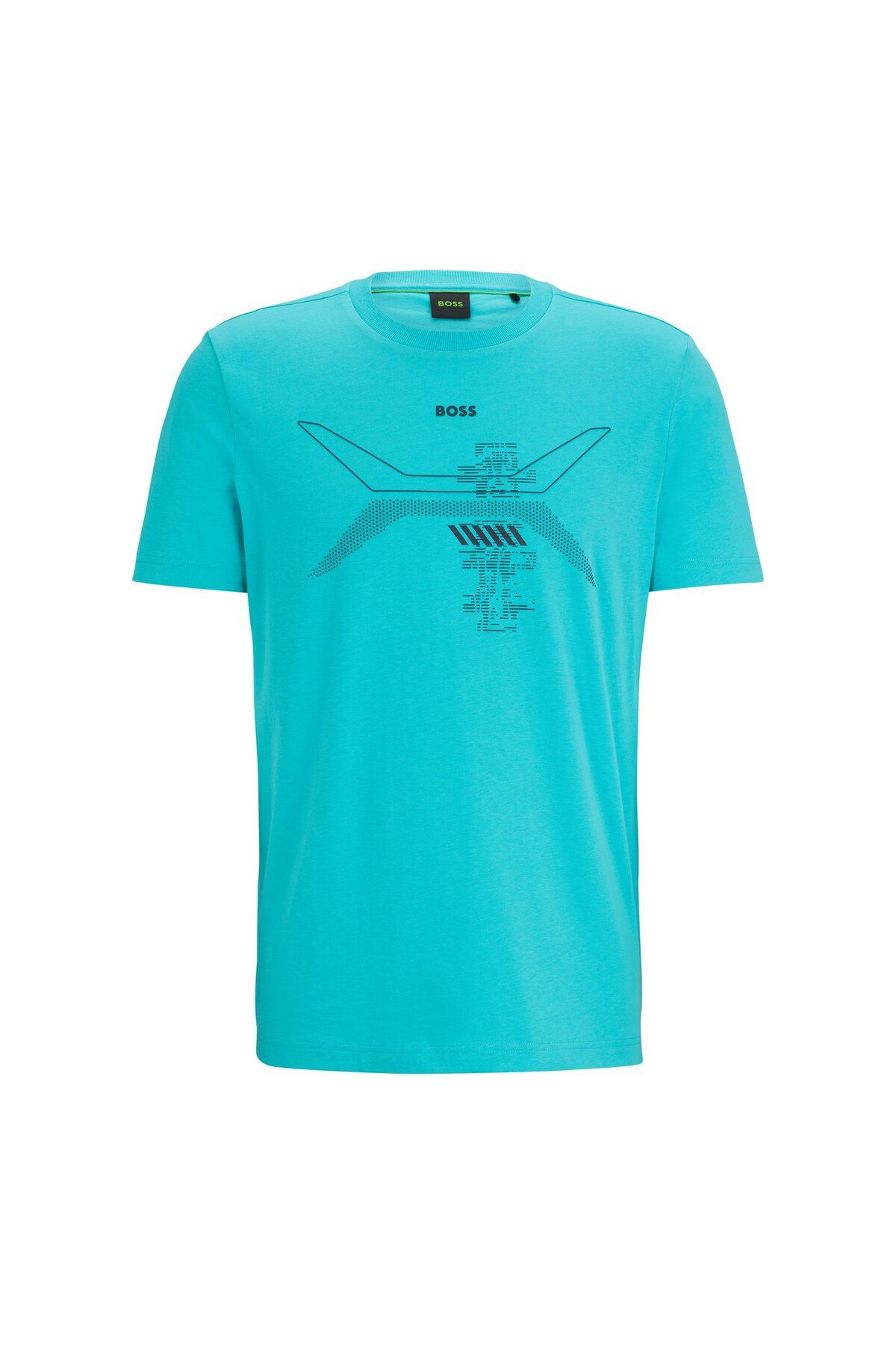 تی شرت سبز مردانه یقه دوچرخه و پنبه الگوی فصلی T Shirt BOSS