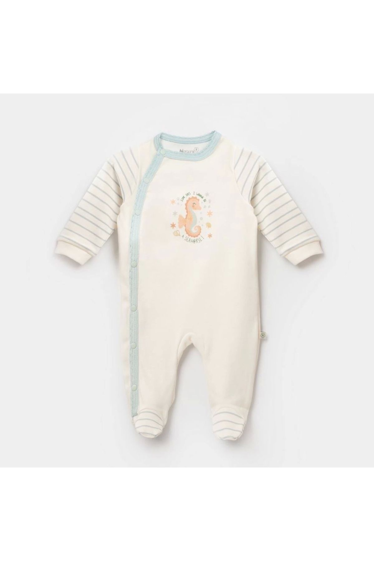 Bibaby-Biorganic Save The Seahorse Newborn Bebek Tulum 60756 Bej-mint 1