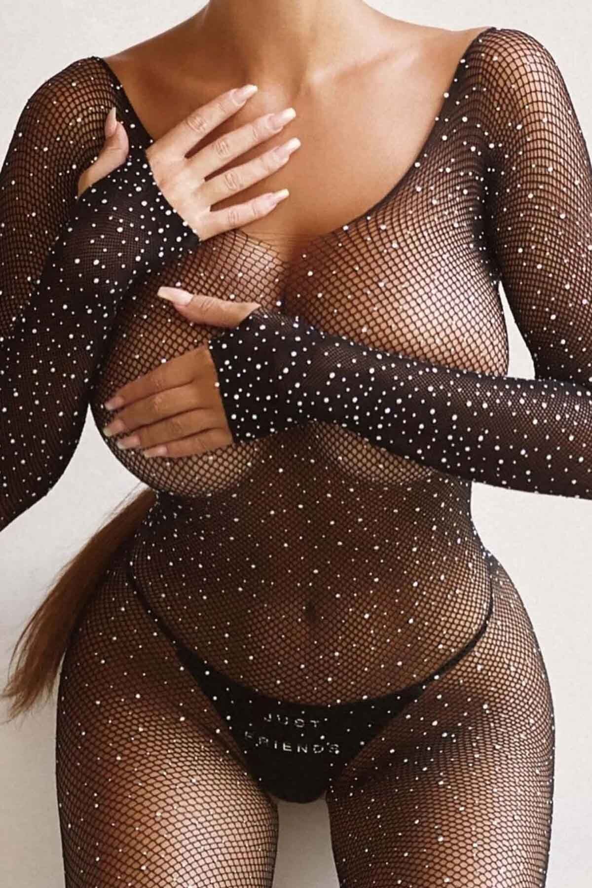 Merry See-Offener Fantasy-Stein-Bodystocking aus Netzstoff für den privaten Bereich 5