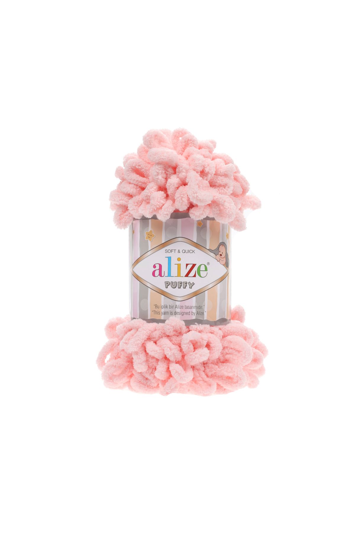 Alize Puffy 340 Fire De Tricotat Manual 1 Bucată Pernă De Inimă Tricotată Manual Pătură Pentru Bebeluși Fire De Tricotat 340 Roz Pudrat - One Size