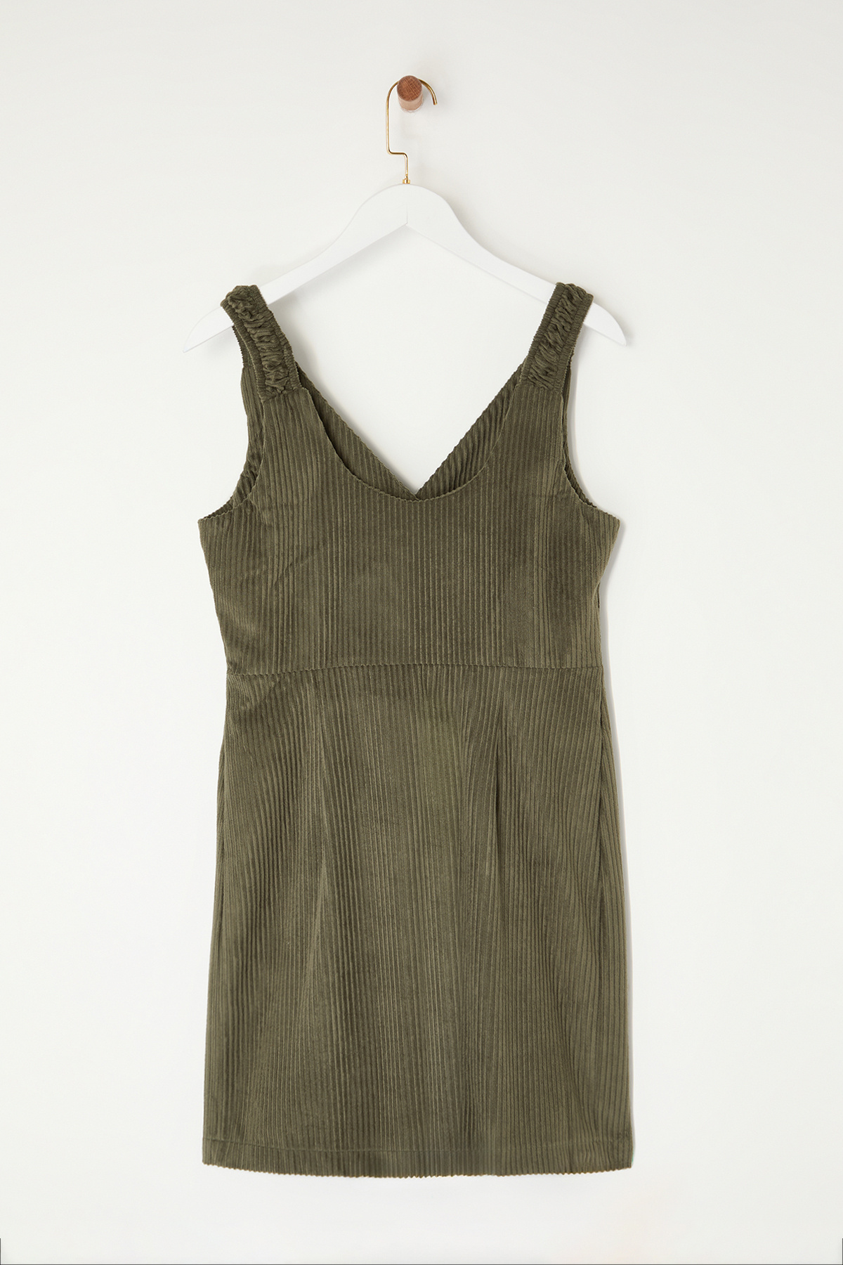 Trendyol Collection-Khaki pántos Gilet bársony mini szőtt ruha TWOAW25EL00374 7