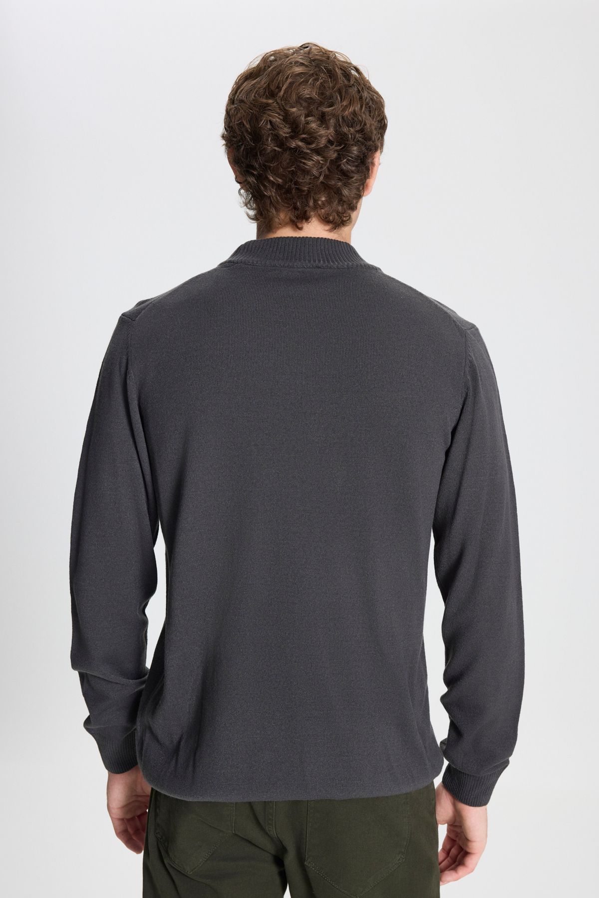 ALTINYILDIZ CLASSICS-Men's Anthracite Non-Pilling Anti-Pilling Standard Fit Half Turtleneck Knitwear Sweater 5