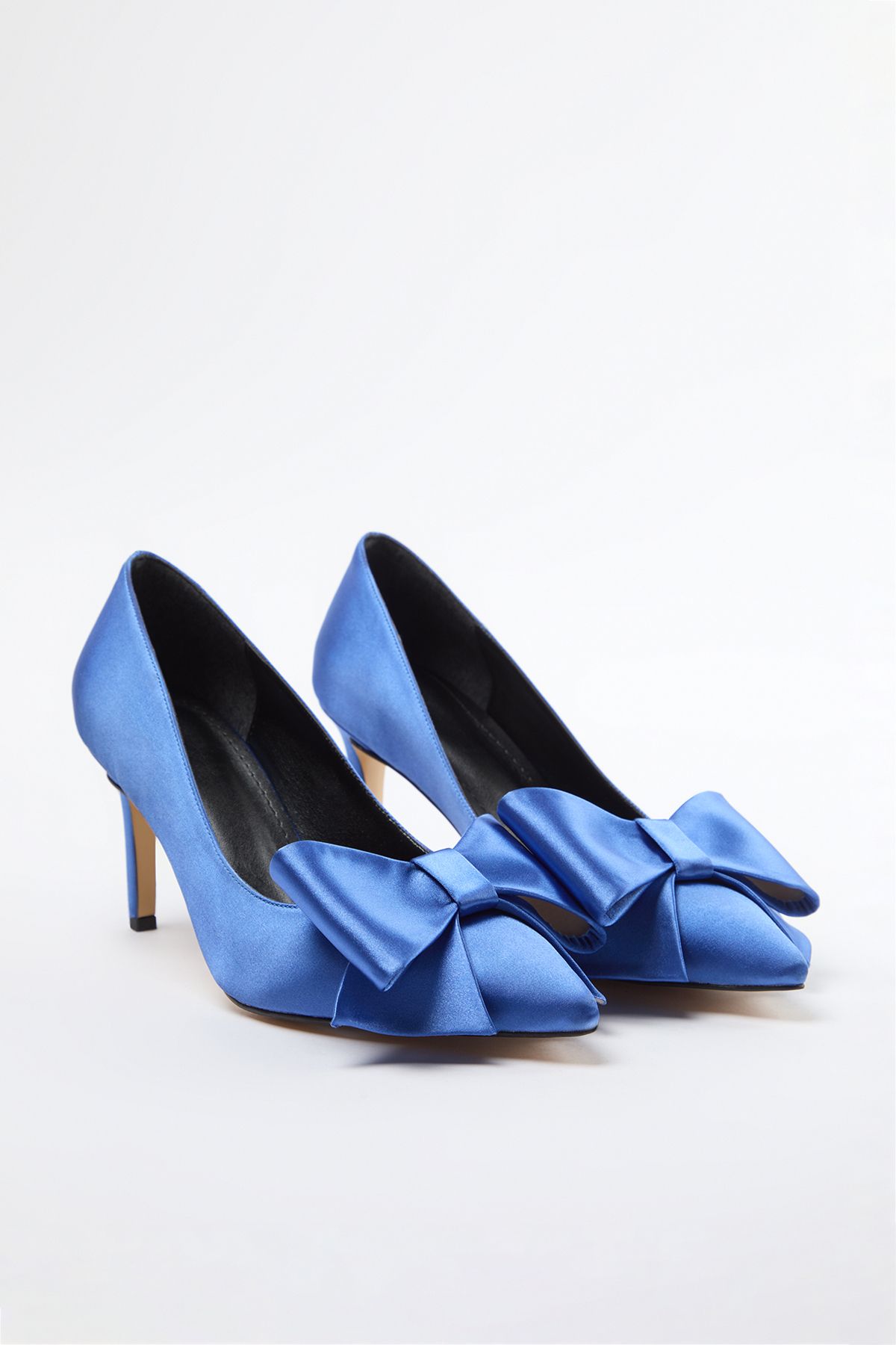TRENDYOL SHOES-Stiletto clasic cu toc subțire albastru satinat - Pantofi cu fundă TAKAW25TO00032 3