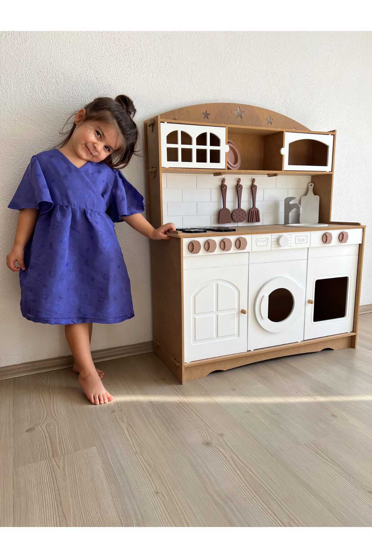 Özka Hobi Ahşap Özka wooden toys montessori  mutfak 7 adet set hediyeli (ahşap-beyaz) fotoğrafı 2 (önizleme)