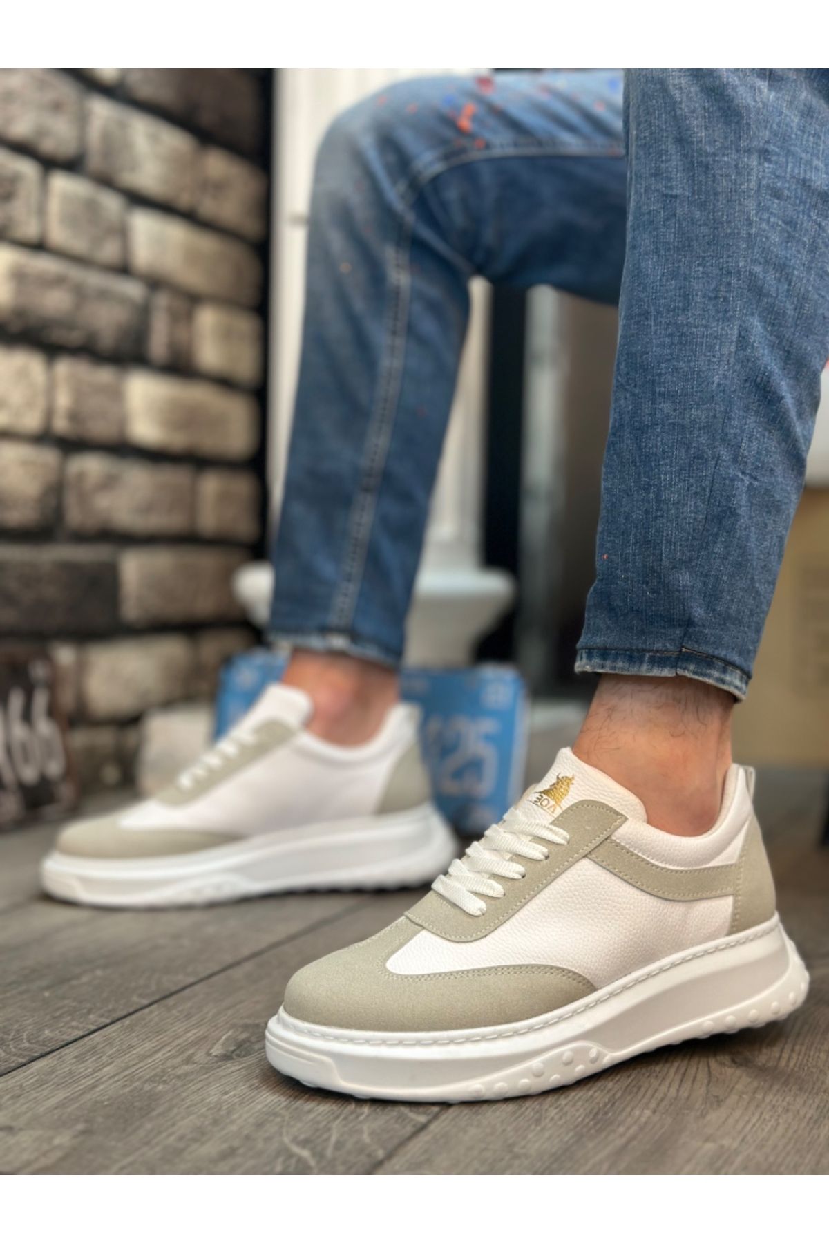 BOA-BOA BA0327 - Thick High Sole White Gray Sports Men's Shoes 2