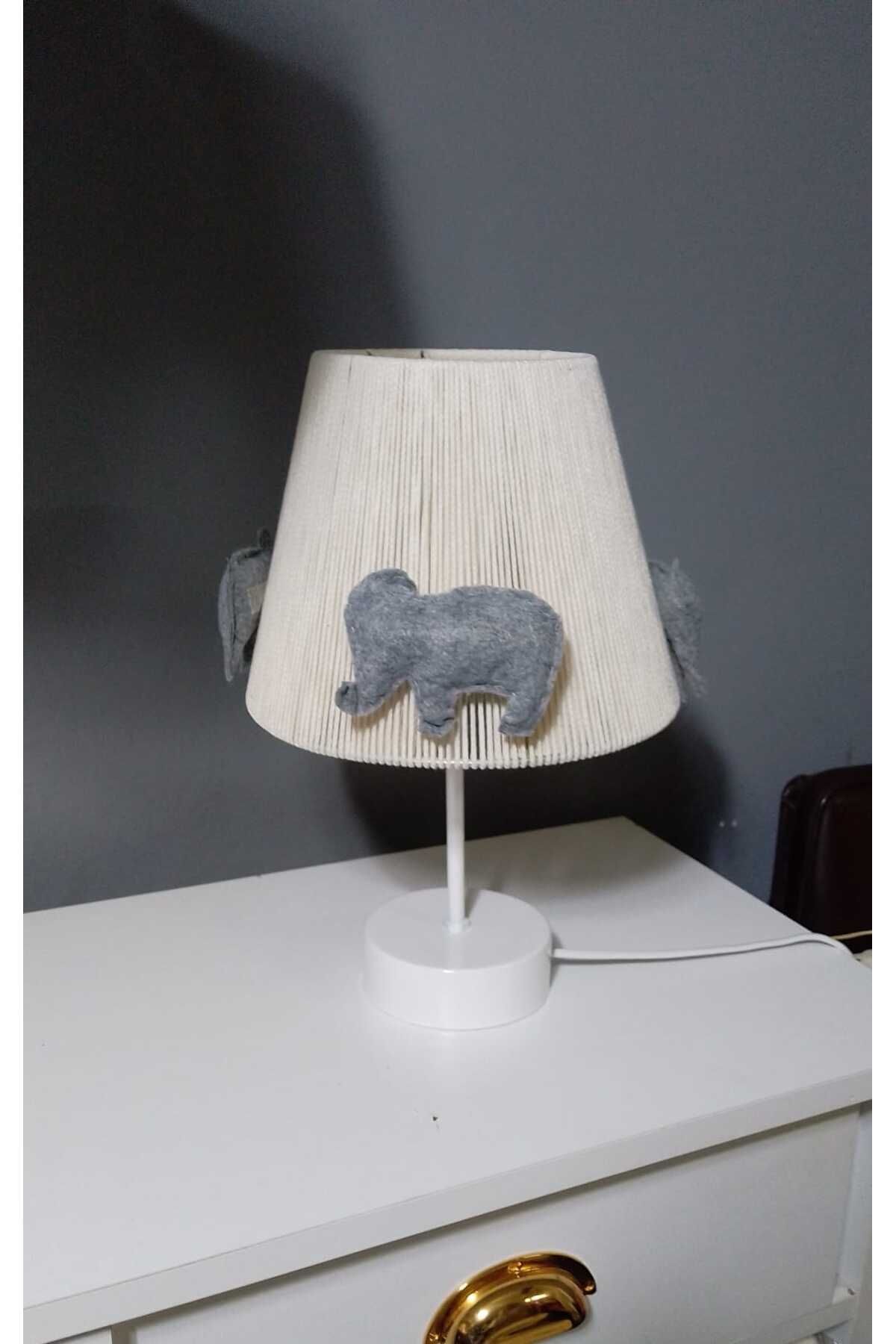 poplinhome-Ecru Macrame - Children's and Baby's Chandelier Lampshade Set, Fluffy Elephant 3