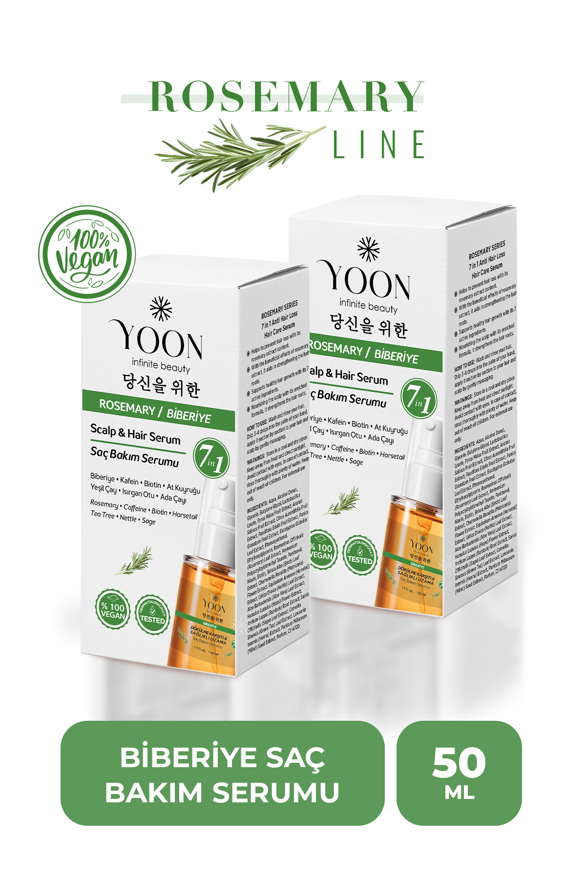 2'li Set Saç Dökülme Karşıtı, Hızlı Saç Uzatma, 7 Aktifli Biberiyeli Saç ve Saç Derisi Serumu 2x50ml — RY-83737 — تصویر 9 از 9