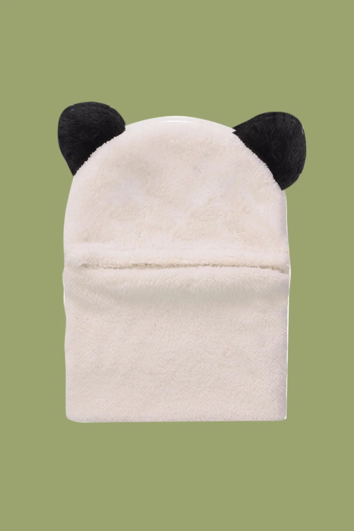 Nurnivus-Cute Panda Patterned Plush Beanie for 3-6 Year Old Children - with Ears, Hoodie and Windproof 2
