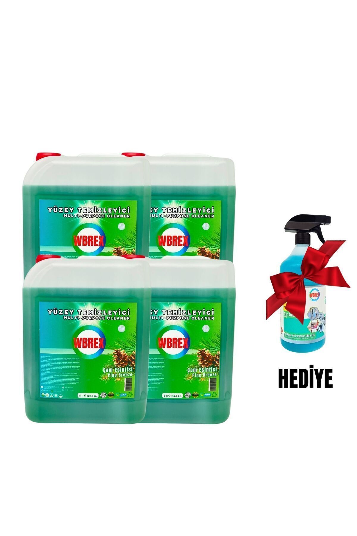 WBREX Kıvamlı Yüzey Temizleyici Çam 5 Lt*4 Çok Amaçlı Sprey Hediyeli