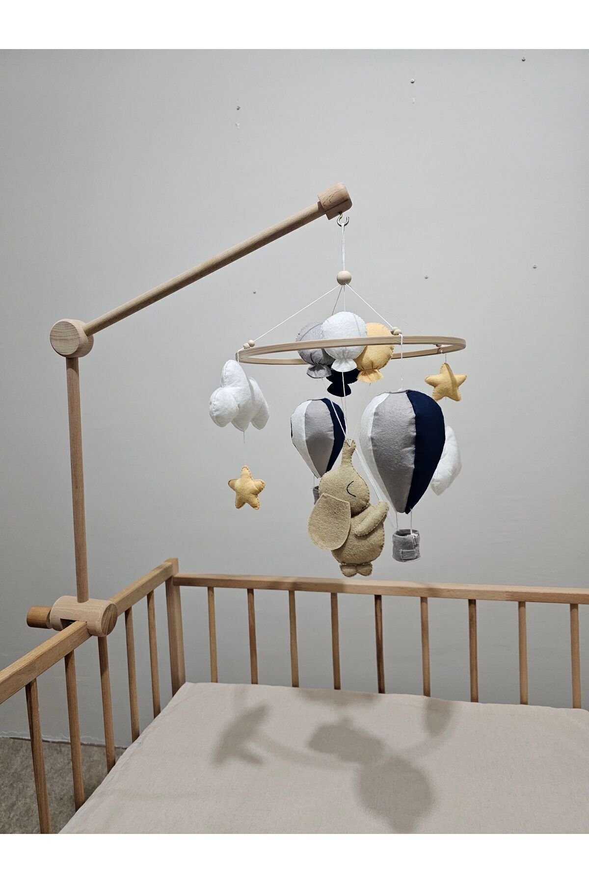 hobiimobiii Dönence (MÜZİKLİ) Bebek beşik süsü uçan balon fil fotoğrafı 3 (önizleme)