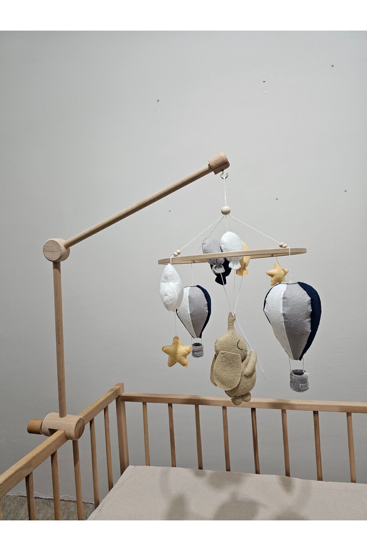 hobiimobiii Dönence (MÜZİKLİ) Bebek beşik süsü uçan balon fil fotoğrafı 2 (önizleme)