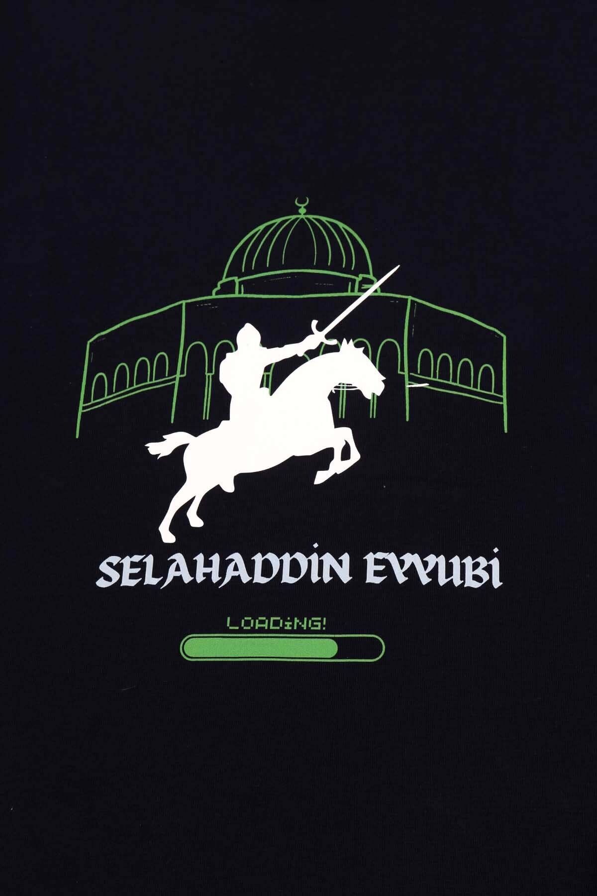 Erkek Çocuk Uzun Kollu Bisiklet Yaka "Selahaddin Eyyübi"  Kudüs Baskılı Tişört Mevsimlik Pamuklu