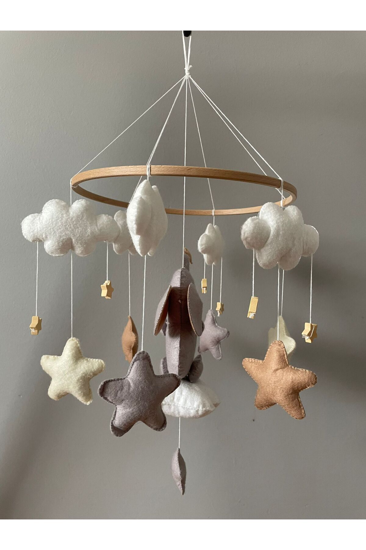 hobiimobiii Dönence (MÜZİKLİ) Bebek Beşik Süsü Keçe Dönence fotoğrafı 3 (önizleme)