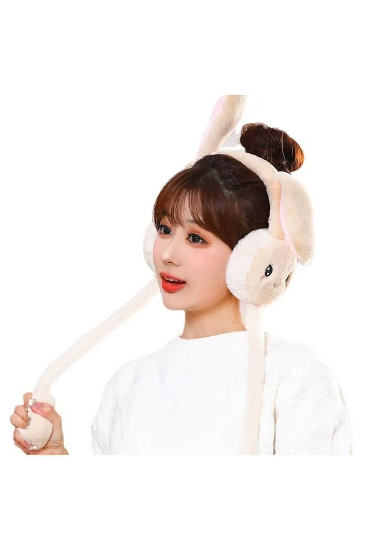 Kadın/kız Hareketli Tavşan Kulaklı Peluş Kulaklık