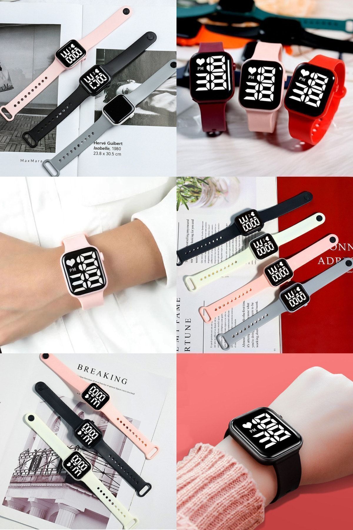 Q-TİME-Waterproof Digital Children's and Teenager's Watch with Touch Button LED Display (Black) Not Smart Watch 6