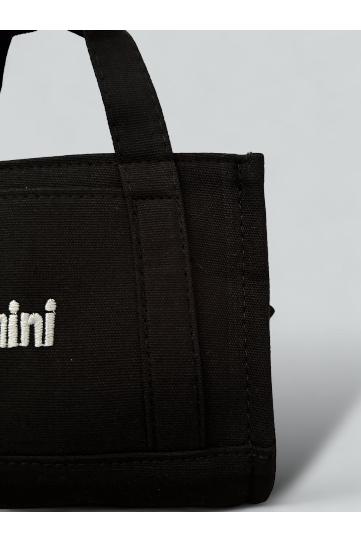 gabies-Black Mini Canvas Bag - Adjustable Strap, Text Printed, Hand and Shoulder Carrying Option 6