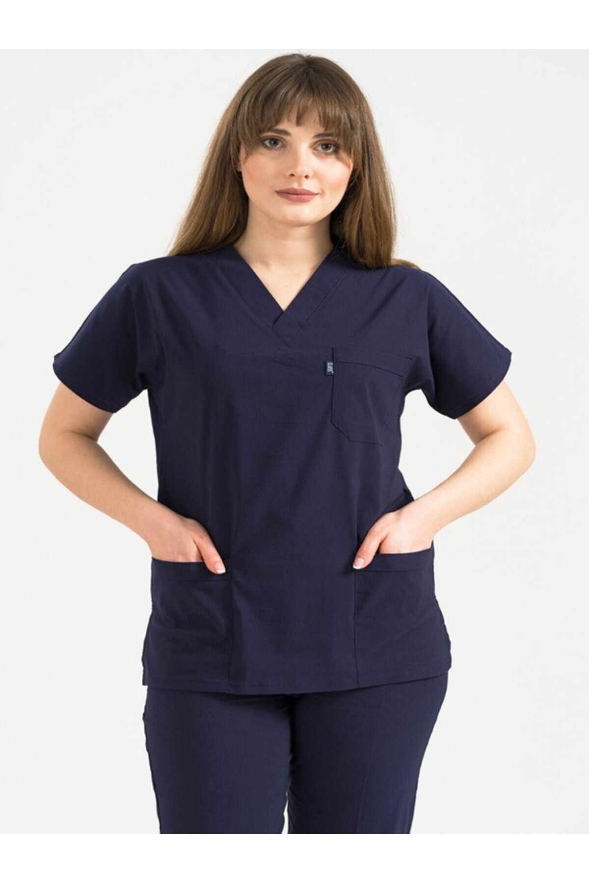 SKORMED-Tricou pentru asistentă medicală din Lycra albastru bleumarin - Set de scrub pentru partea inferioară 2