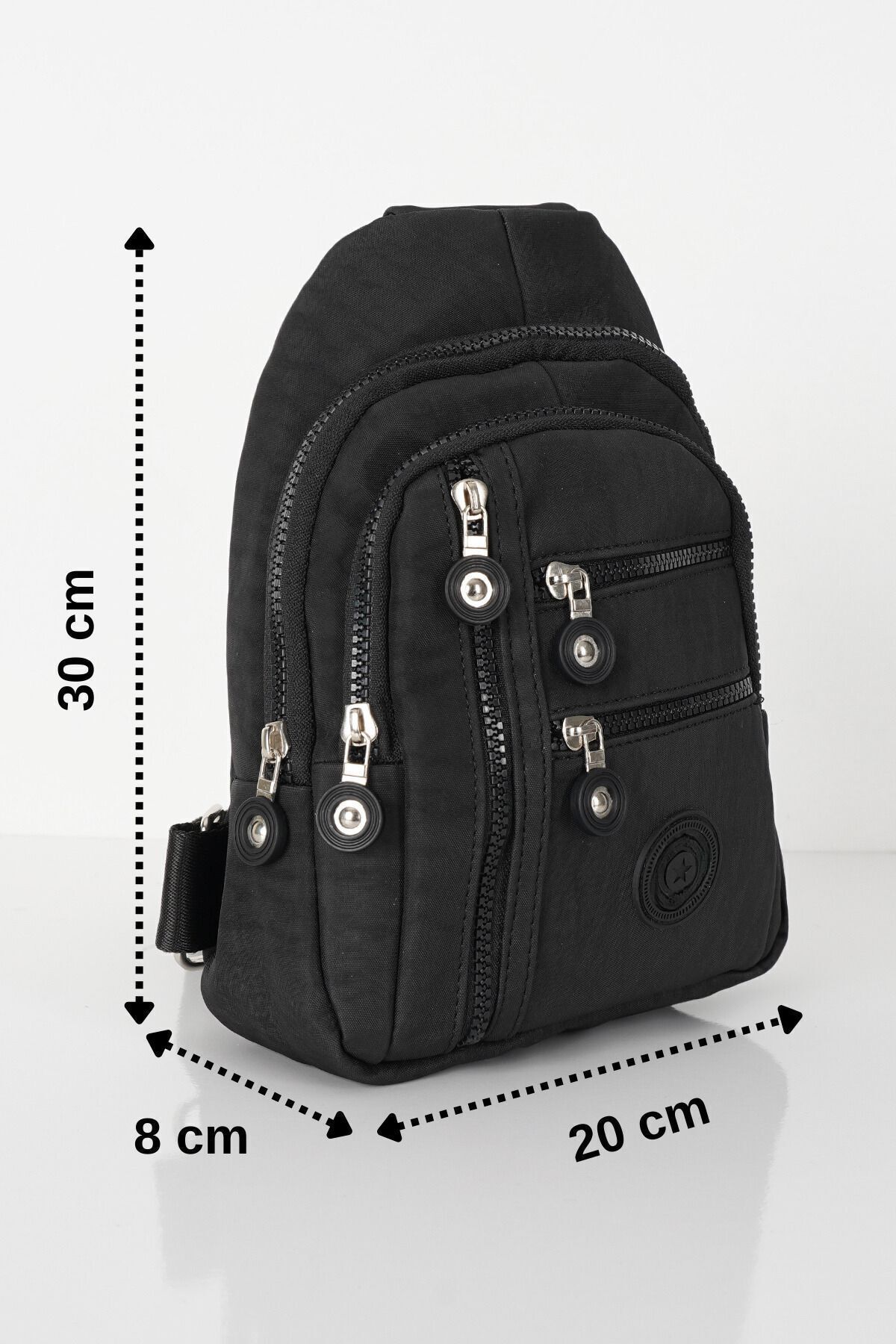 Unisex Siyah Çapraz Askılı Göğüs Çantası, Çok Bölmeli Günlük Omuz Çantası, Bodybag