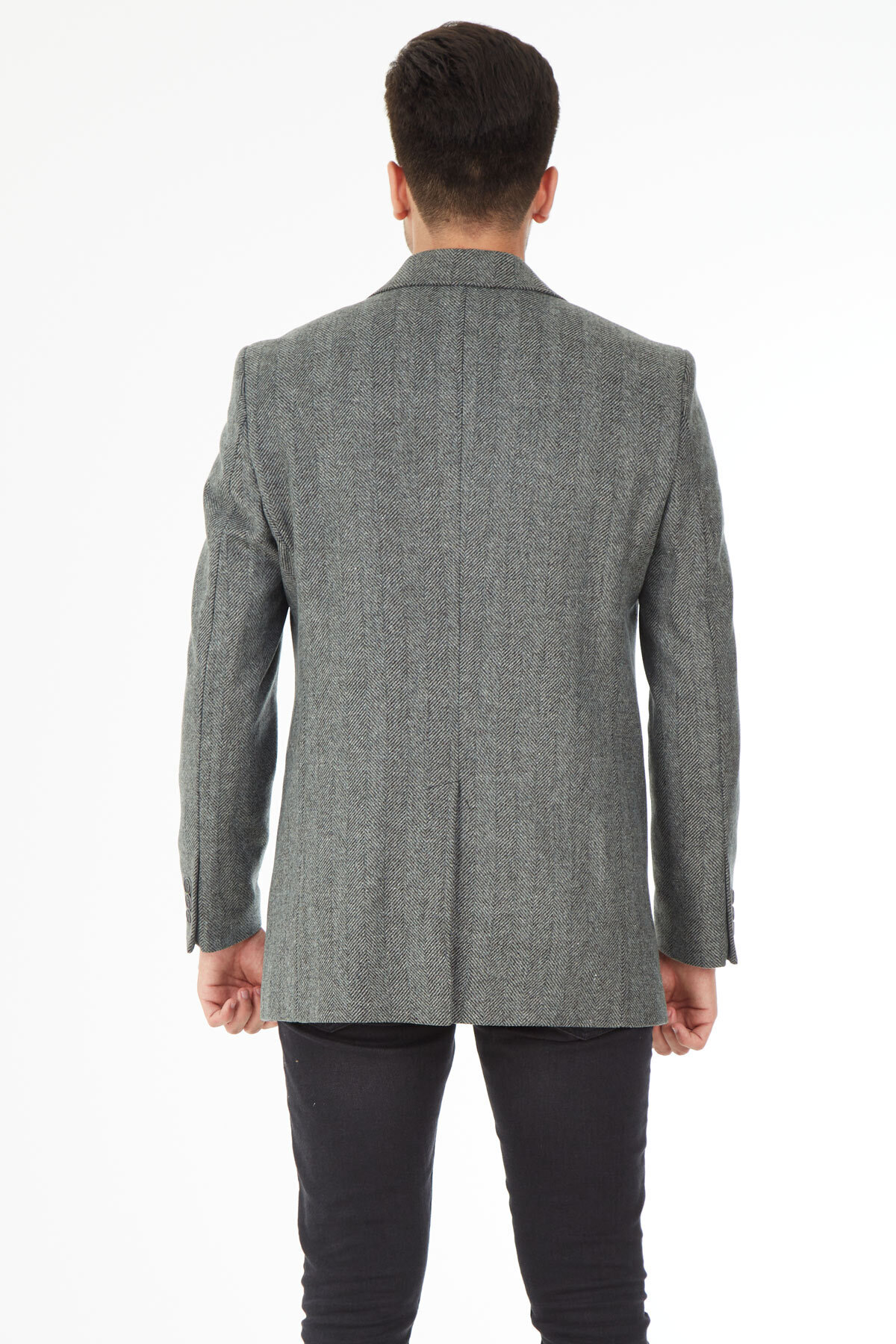 SPOSO  5122 Slim Fit Ceket Yaka Balıksırtı Kısa Palto - Görsel 5