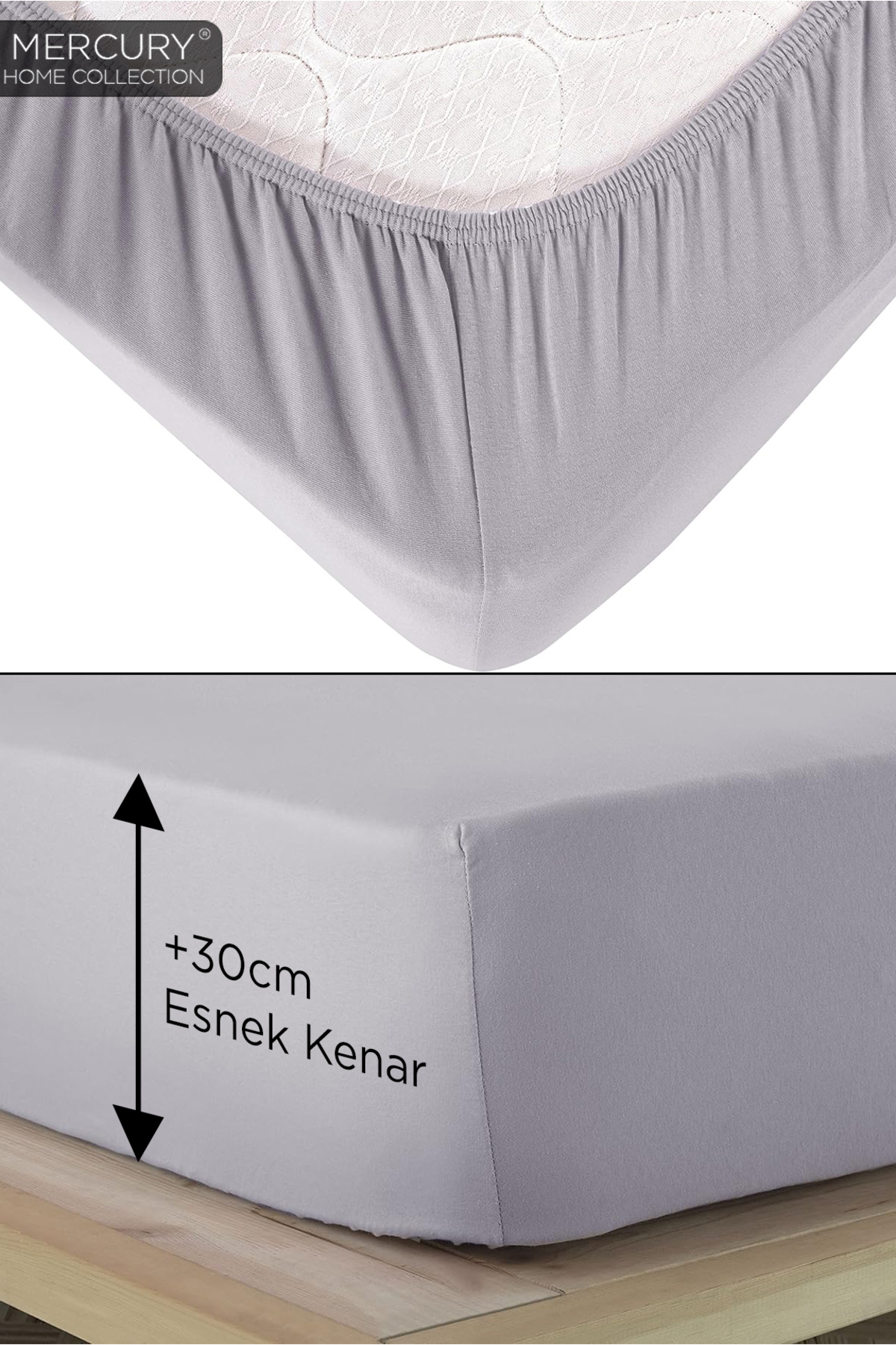 Natural Çift Kişilik Pamuklu Çarşafı Lastikli Çizgili Nevresim Takımı 5