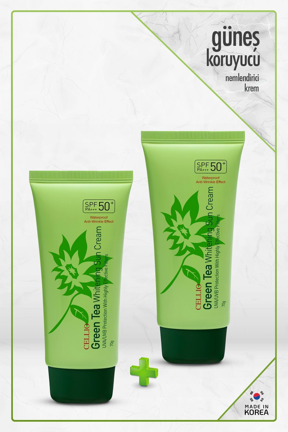 2 Adet Green Tea Içeren Yatıştırıcı Leke Ve Akne Karşıtı Güneş Koruyucu Spf50 Pa Uva/uvb