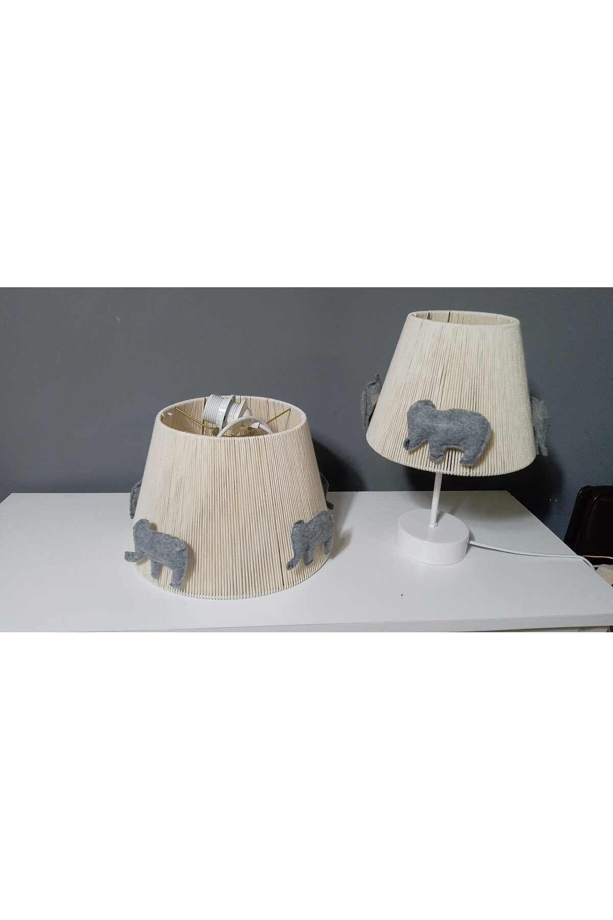 poplinhome-Ecru Macrame - Children's and Baby's Chandelier Lampshade Set, Fluffy Elephant 2