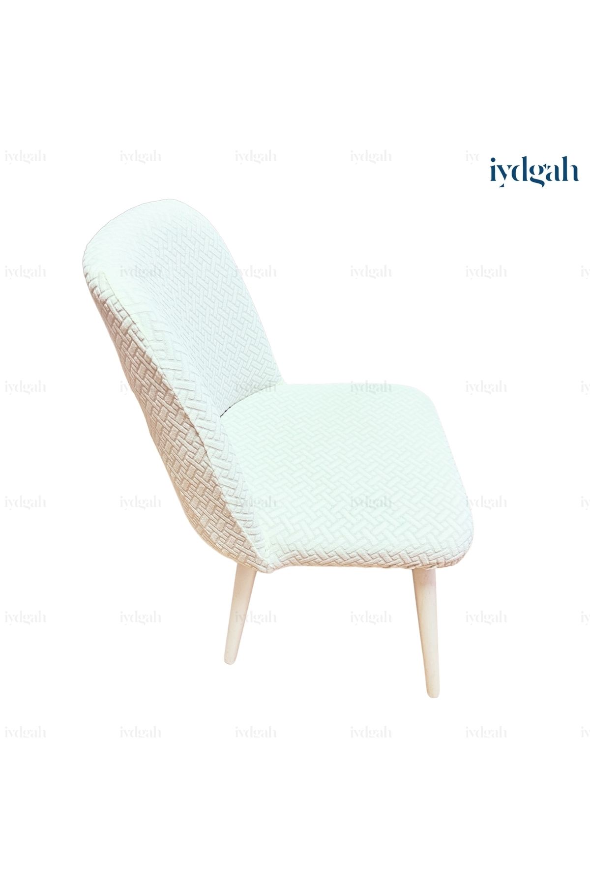 IYDGAH-Large Oval Brick Patterned Chair - Wicker Pattern, Elastic, 1 Piece Cream 2