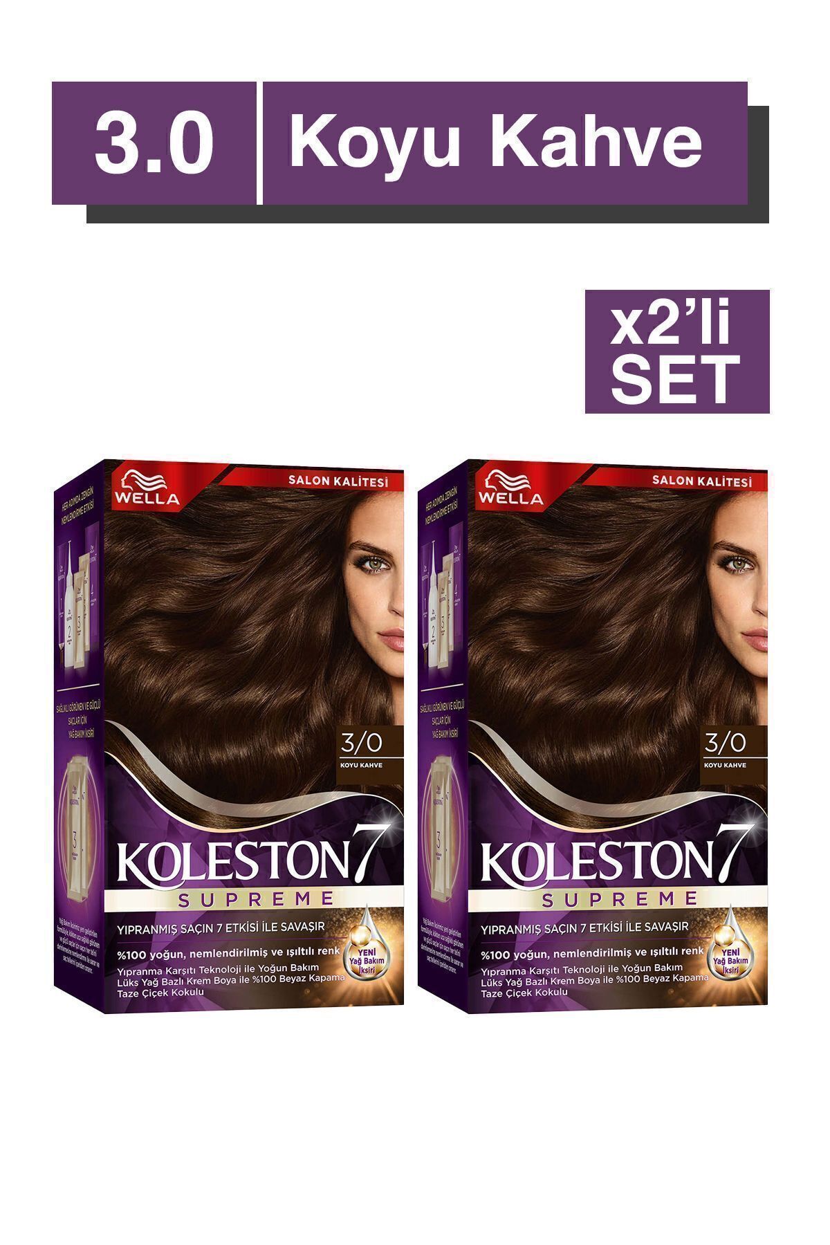 رنگ موی Koleston Supreme 3/0 قهوه ای تیره Wella
