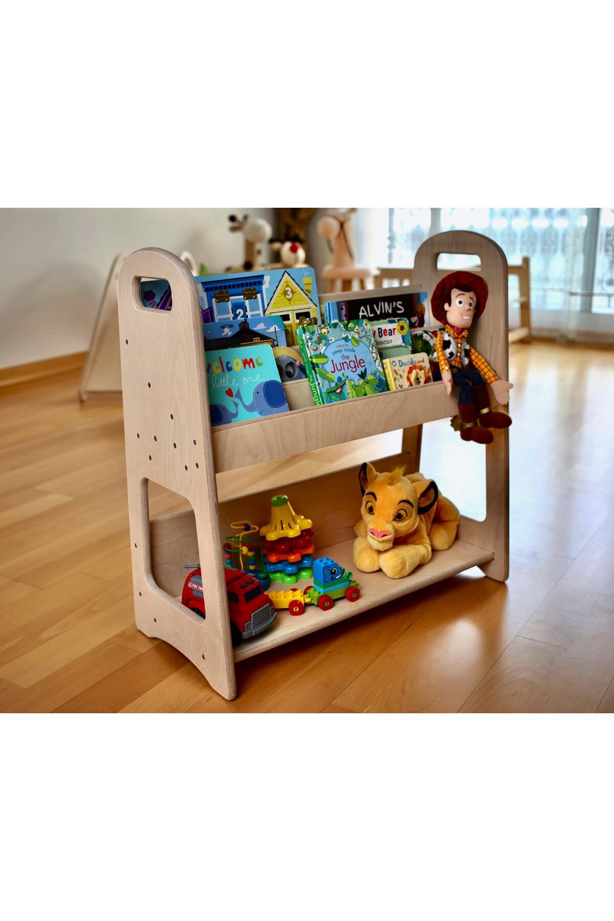 KIDOPPO Montessori Ahşap Kitaplık | Pikler Çocuk Kitaplığı | Çocuk Odası Dekoru | Ahşap Taşınabilir Kitaplık fotoğrafı 4 (önizleme)