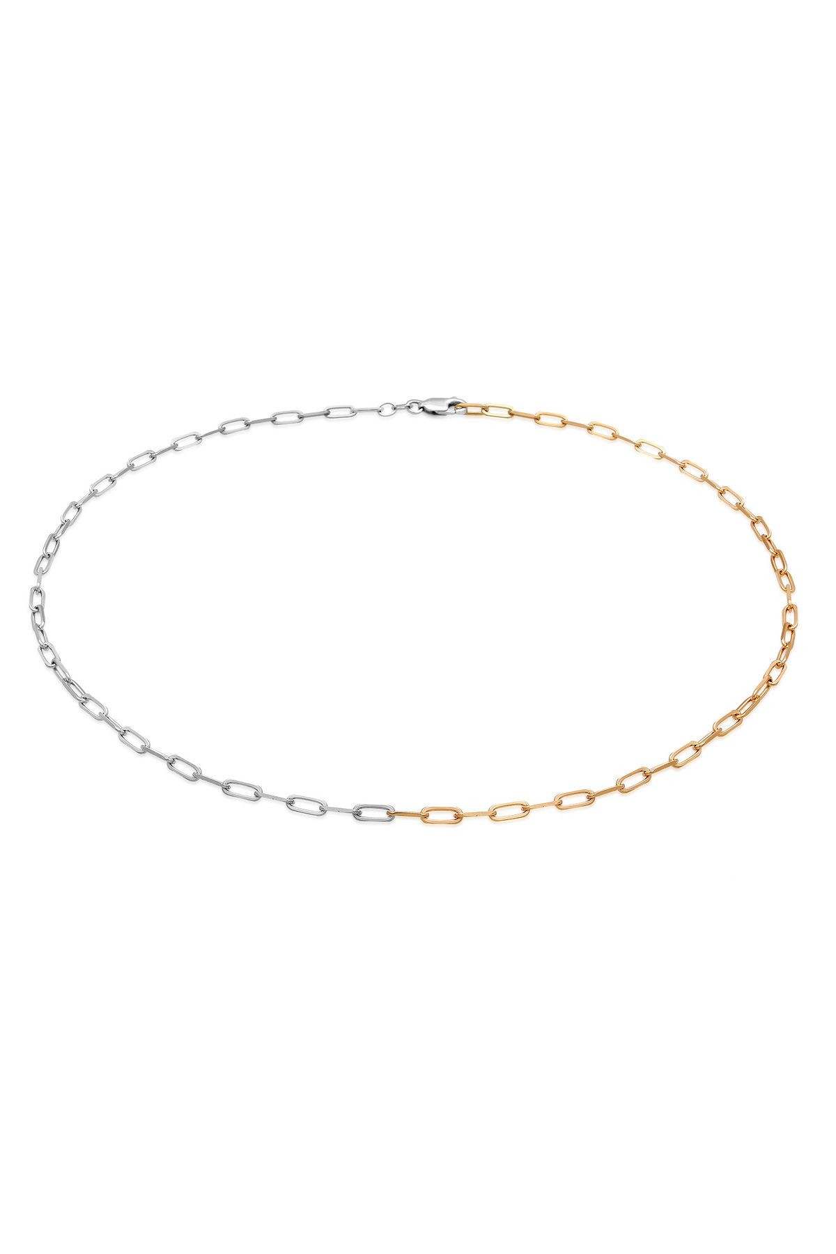 ELLI-Halskette Glieder Oval 925 Ayar Gümüş Bicolor 1