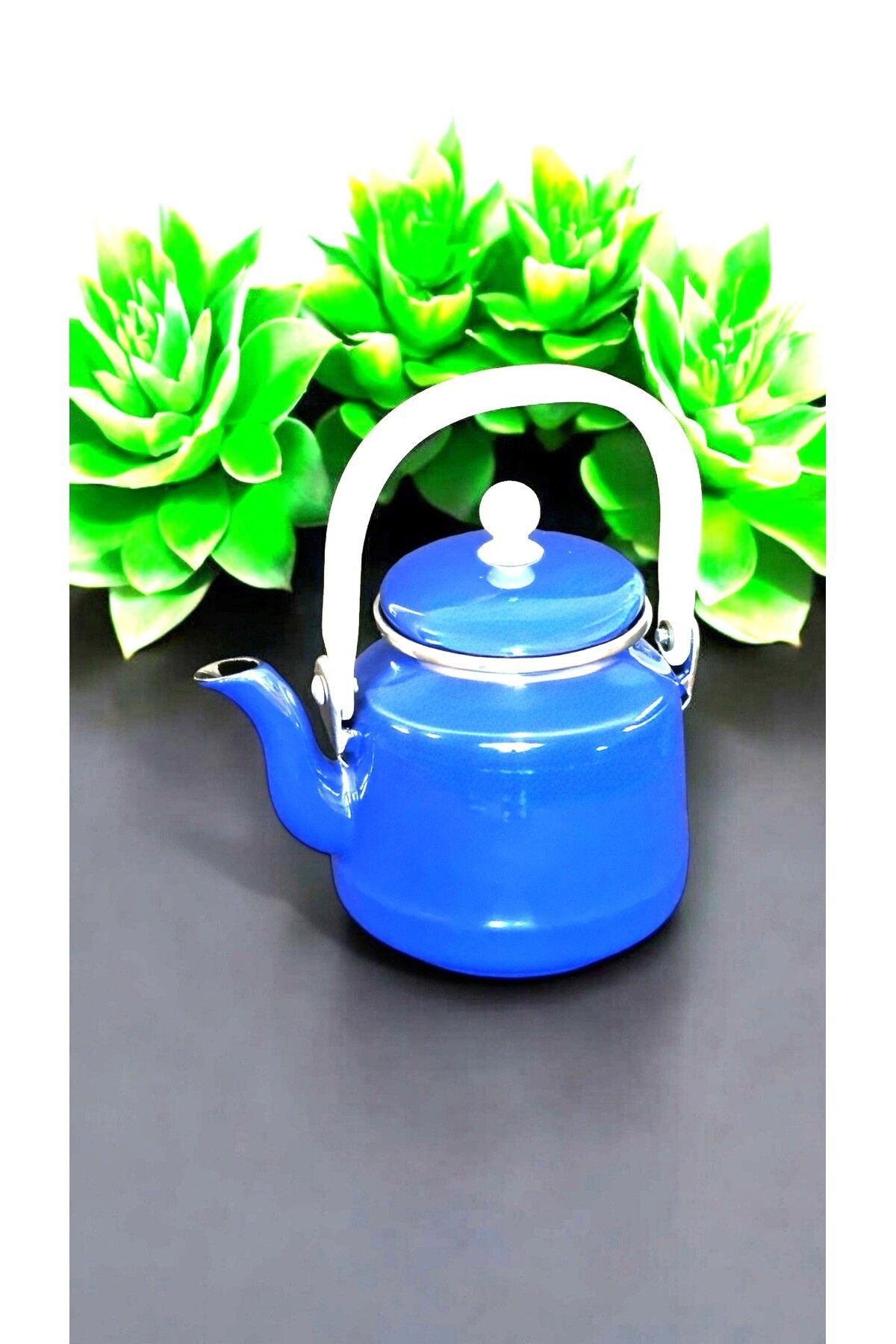 emaye mavi kahve demlik suluk kettle bitki demklik çaydanlık 1 litre nostalji çinko vintage