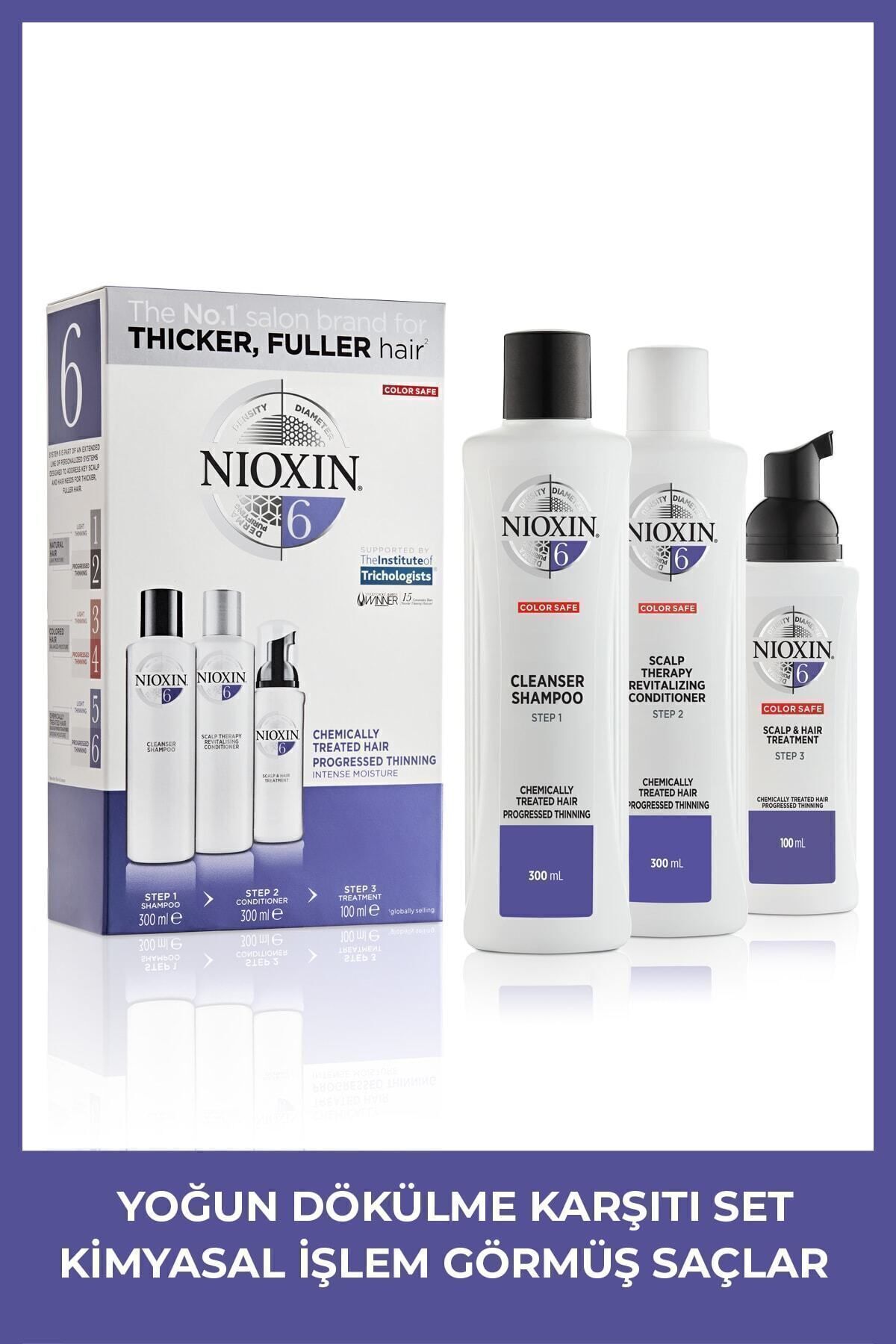 6 - ست فشرده ضد ریزش 300 میلی لیتری ویژه موهای تحت درمان با مواد شیمیایی ... (مرتب ست)18 Nioxin