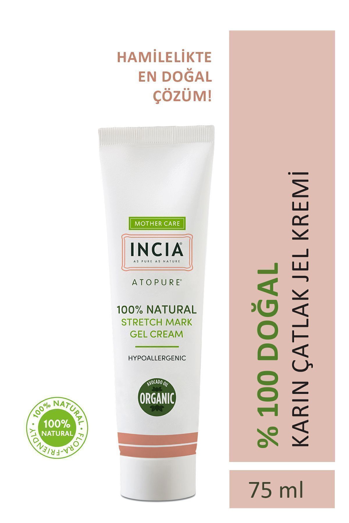 %100 Doğal Karın Çatlak Jel Kremi Çatlak Önleyici Organik Avokado Yağı Hamilelikte 75 ml