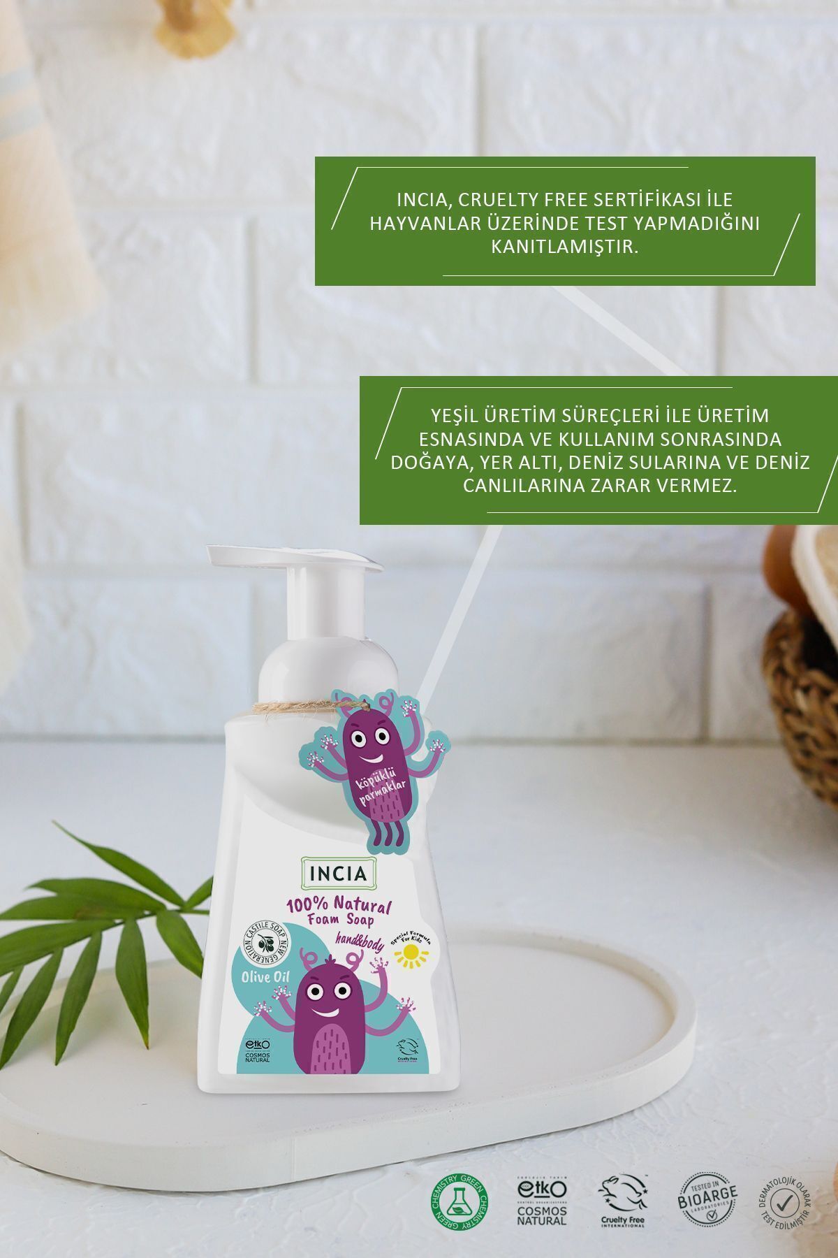 %100 Doğal Köpük Kastil Sabunu-çocuklar Için Zeytinyağlı 10 Bitkisel Değerli Yağ Vegan 200 ml