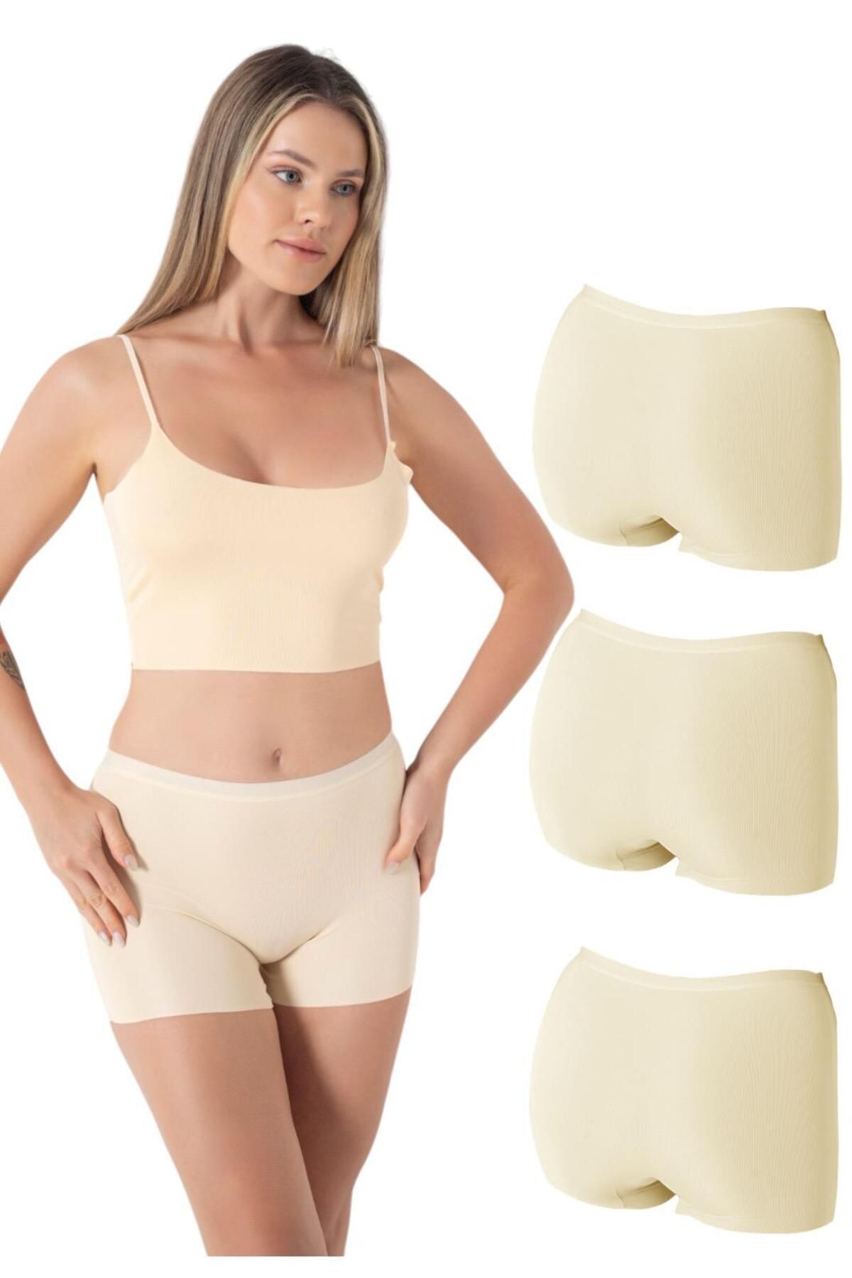 Miss Blue Moon Basic Lazer Kesim Dikişsiz Kadın Boxer/Şort 3'lü 2400-1