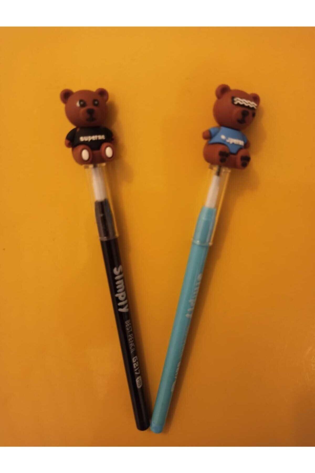 Micro Sevimli Figürlü Başlıklı 2 Adet Yumurtlayan Kalem Ayıcıklı