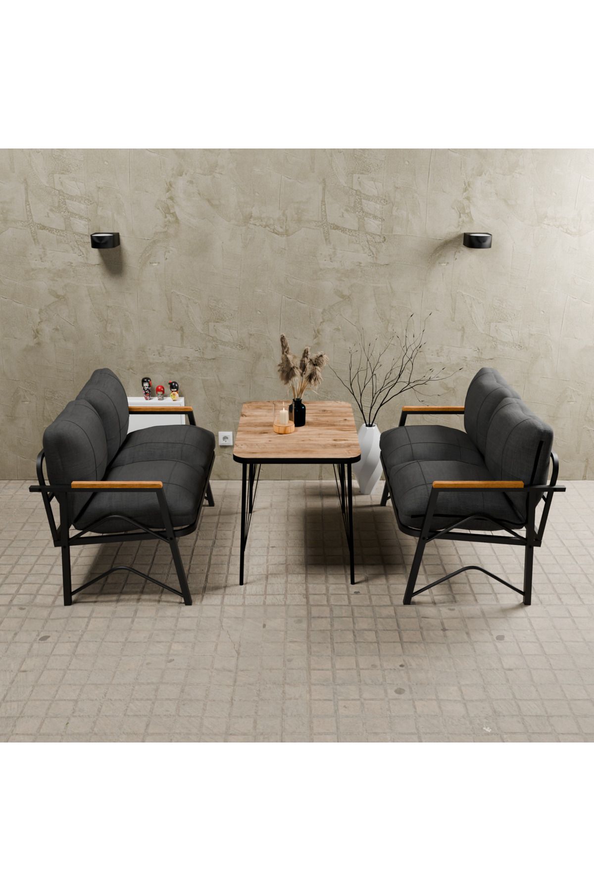 Symmetry Model, Balcony, Kitchen, Garden,Cafe,metal Sofa Set,Garden Set,Tea Set, 2+2 SETS+TABLE