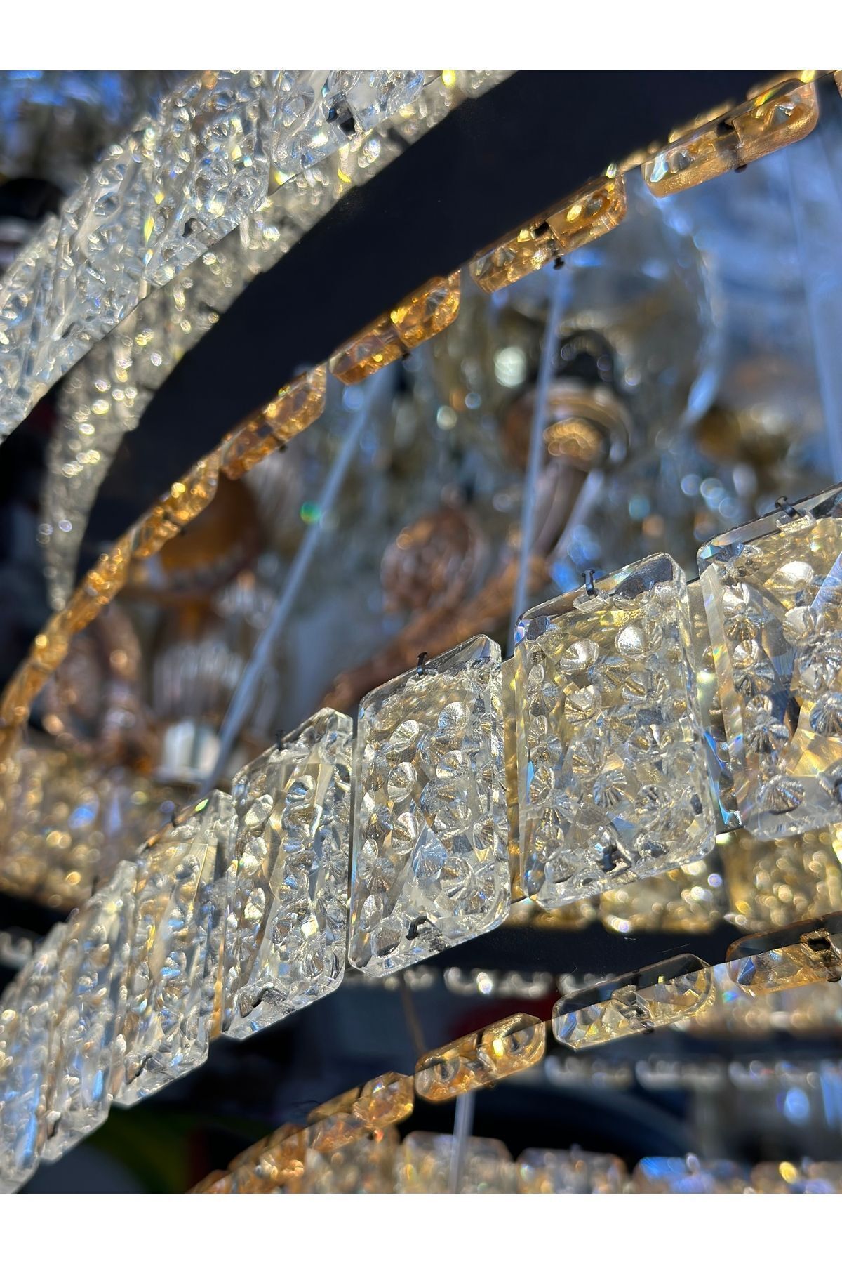 ASLİ AYDINLATMA-2024 MODEL LED 3LAYER PENDANT LAMP CRYSTAL CHANDELIER 3 COLOR OPTIONS 8
