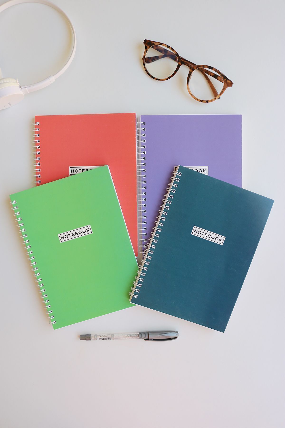Nice Notes-A5 Unlined School Notebook - Spiral, 80 Sheets, Set of 4 2