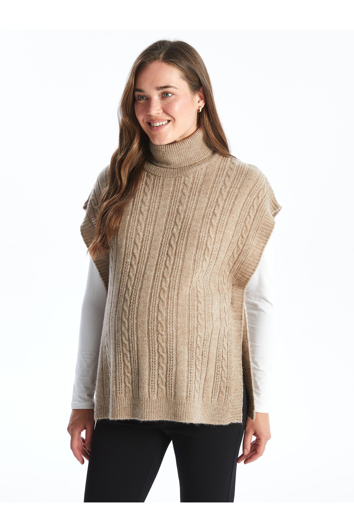 LC Waikiki-Damen-Strickpullover – Rollkragenpullover, selbstgemustert 1